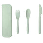 Wheat Straw Cutlery Set Modern Portable Fork Spoon Knife Tableware with Box for Office School Picnic Green V1294-YM0512-3118220277313