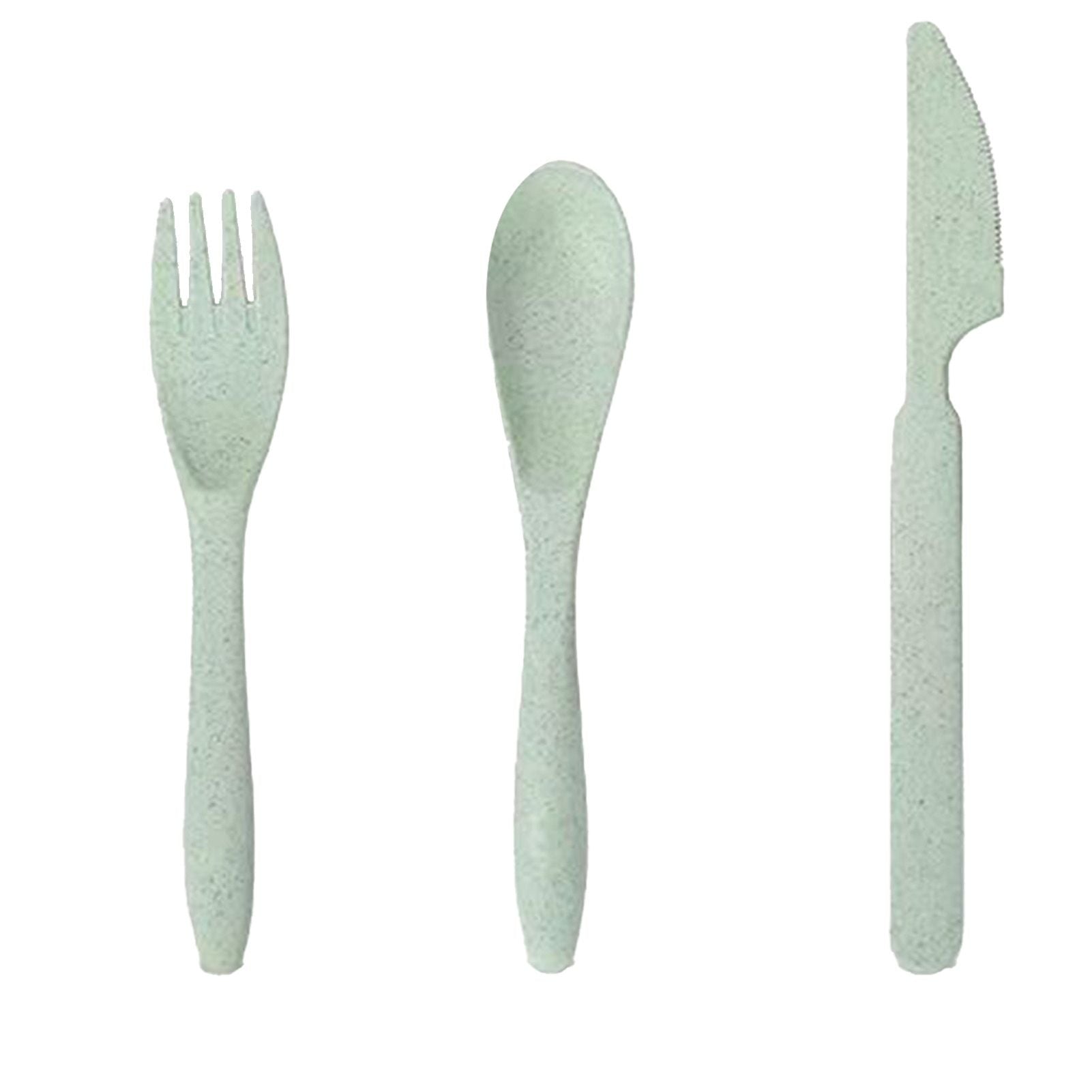 Wheat Straw Cutlery Set Modern Portable Fork Spoon Knife Tableware with Box for Office School Picnic Green V1294-YM0512-3118220277313