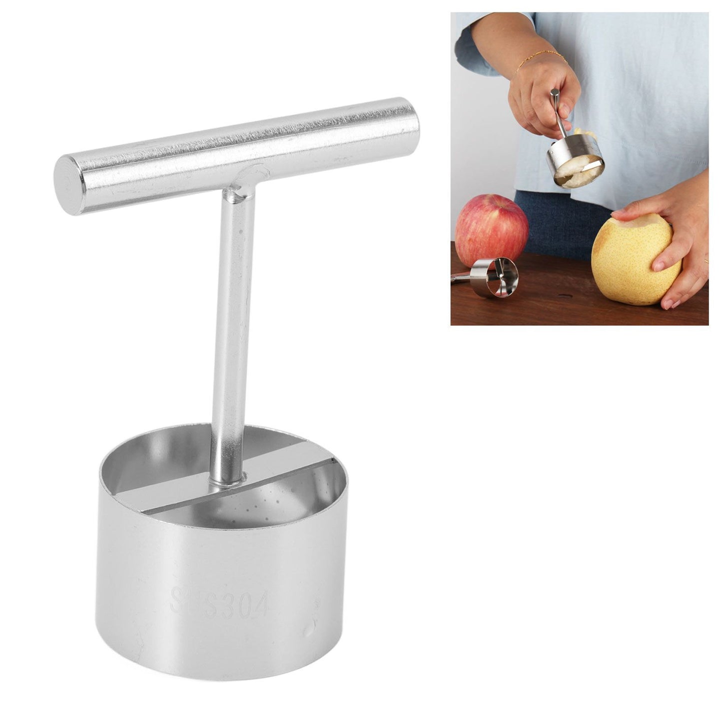 Apple Corer Remover Stainless Steel Fruit Corer Remover with Ergonomic Handle for Home Kitchen S V1294-YM0512-3118220277712