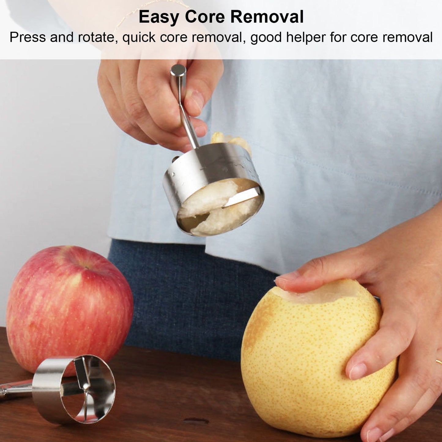 Apple Corer Remover Stainless Steel Fruit Corer Remover with Ergonomic Handle for Home Kitchen S V1294-YM0512-3118220277712