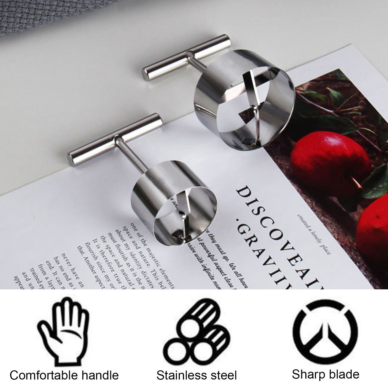 Apple Corer Remover Stainless Steel Fruit Corer Remover with Ergonomic Handle for Home Kitchen S V1294-YM0512-3118220277712
