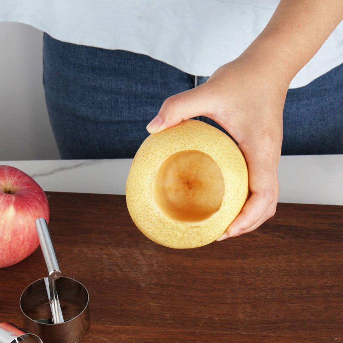 Apple Corer Remover Stainless Steel Fruit Corer Remover with Ergonomic Handle for Home Kitchen S V1294-YM0512-3118220277712