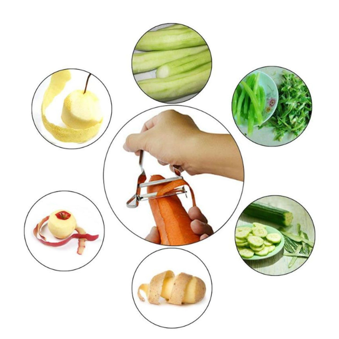 Stainless Steel Peeler U Shape Ergonomic Handle Fruit Peeler Vegetable Peeler for Kitchen Silver V1294-YM0512-3118220279211
