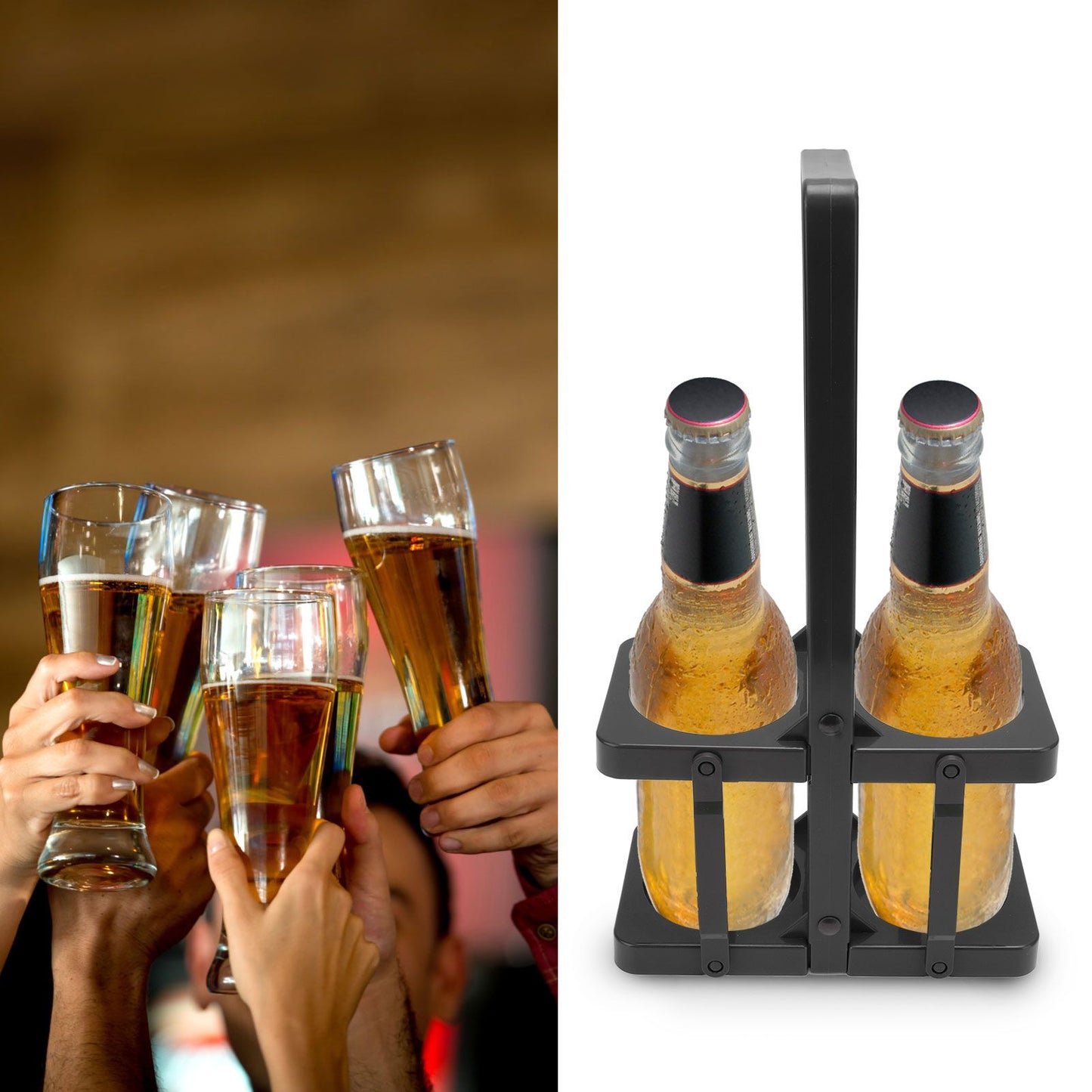 Beer Caddy Holder 2 Pack Foldable Portable Beer Beverage Display Basket Beer Bottle Carrier with Thickened V1294-YM0512-3118220279411