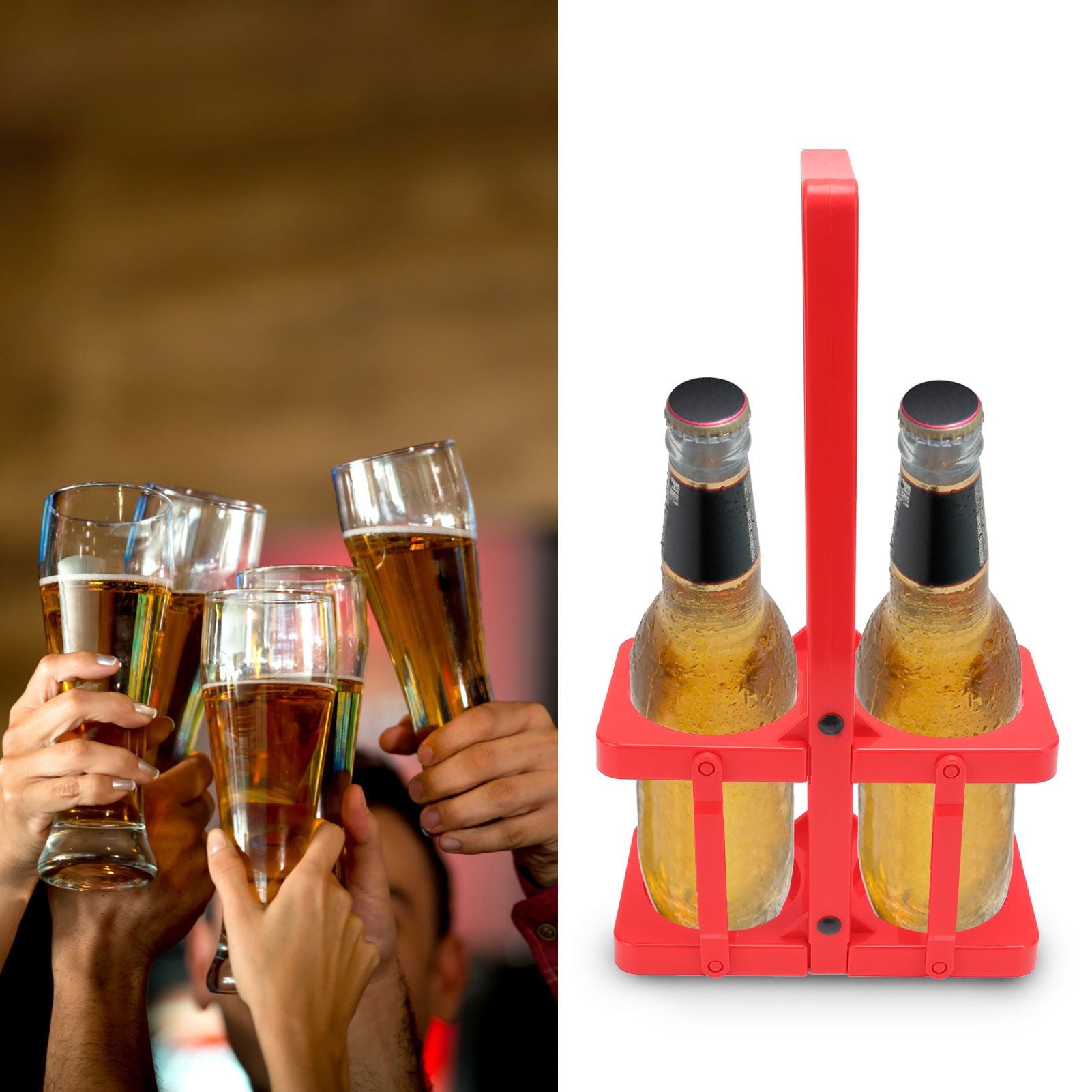 Beer Caddy Holder 2 Pack Foldable Portable Beer Beverage Display Basket Beer Bottle Carrier with Thickened V1294-YM0512-3118220279412