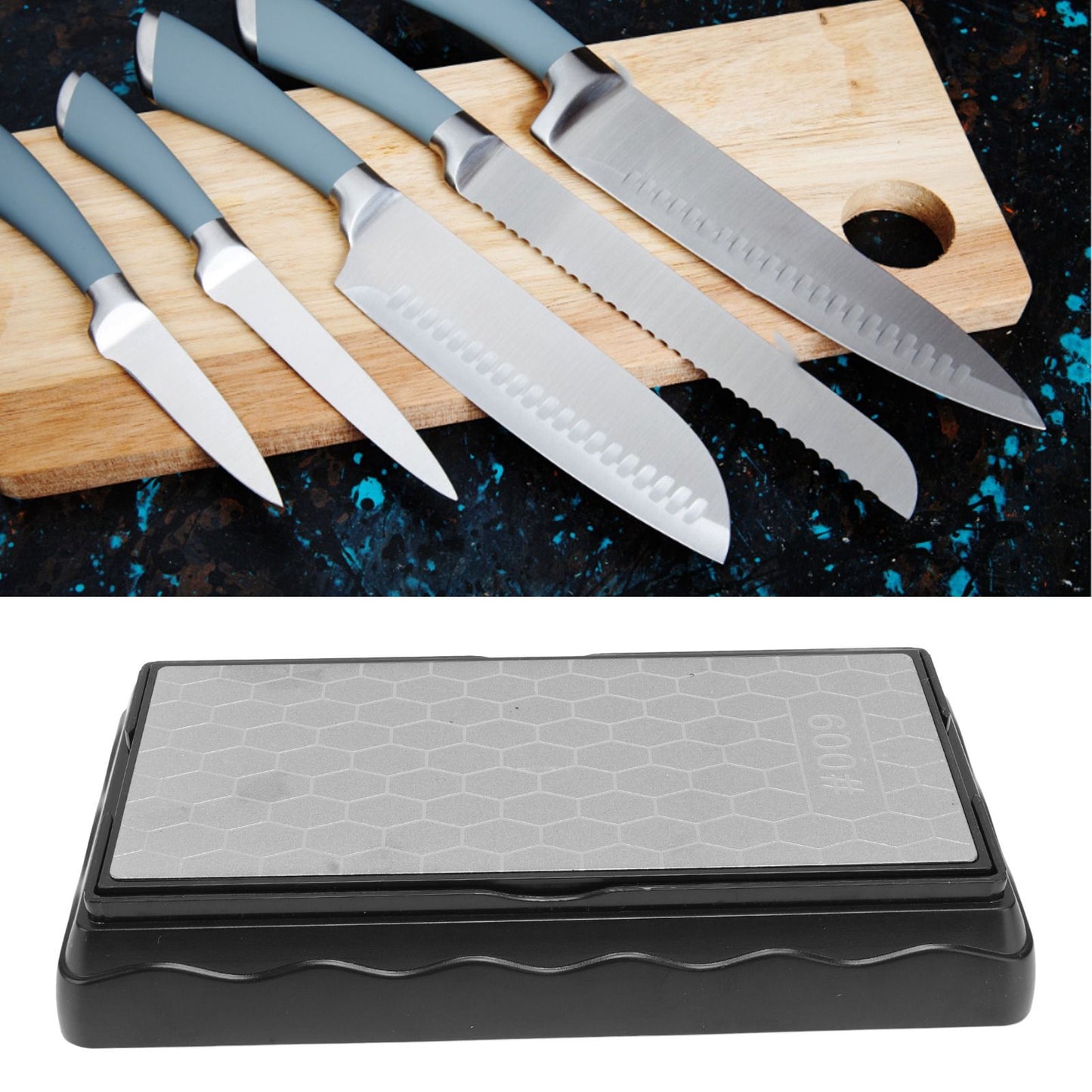 Sharpening Stone 1302B 600/1200 Grit Double Sided Skid Resistant Base Knife Polishing Tool for Kitchen V1294-YM0512-3118220280511