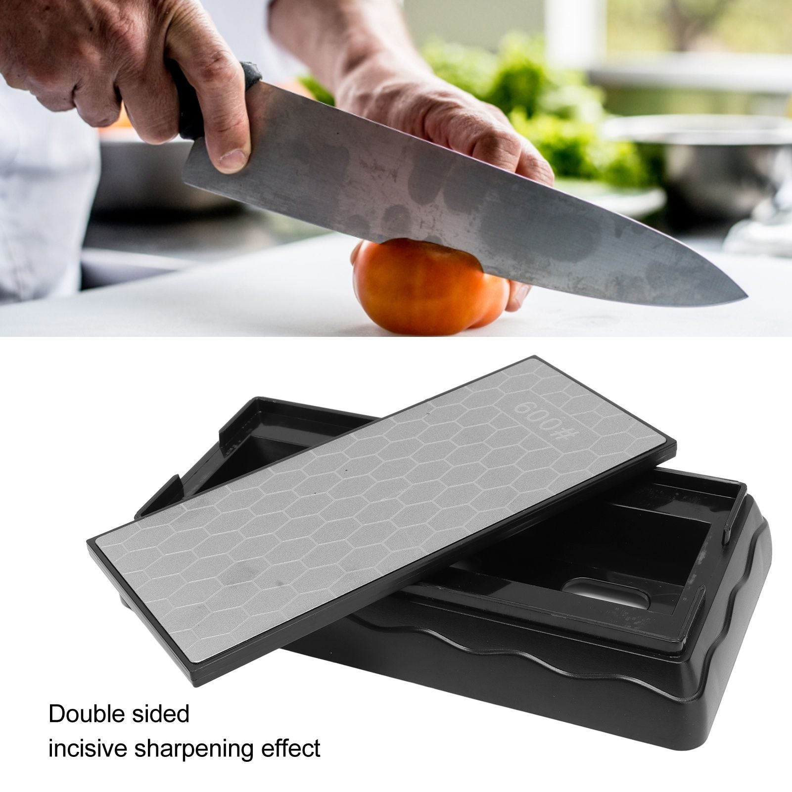 Sharpening Stone 1302B 600/1200 Grit Double Sided Skid Resistant Base Knife Polishing Tool for Kitchen V1294-YM0512-3118220280511
