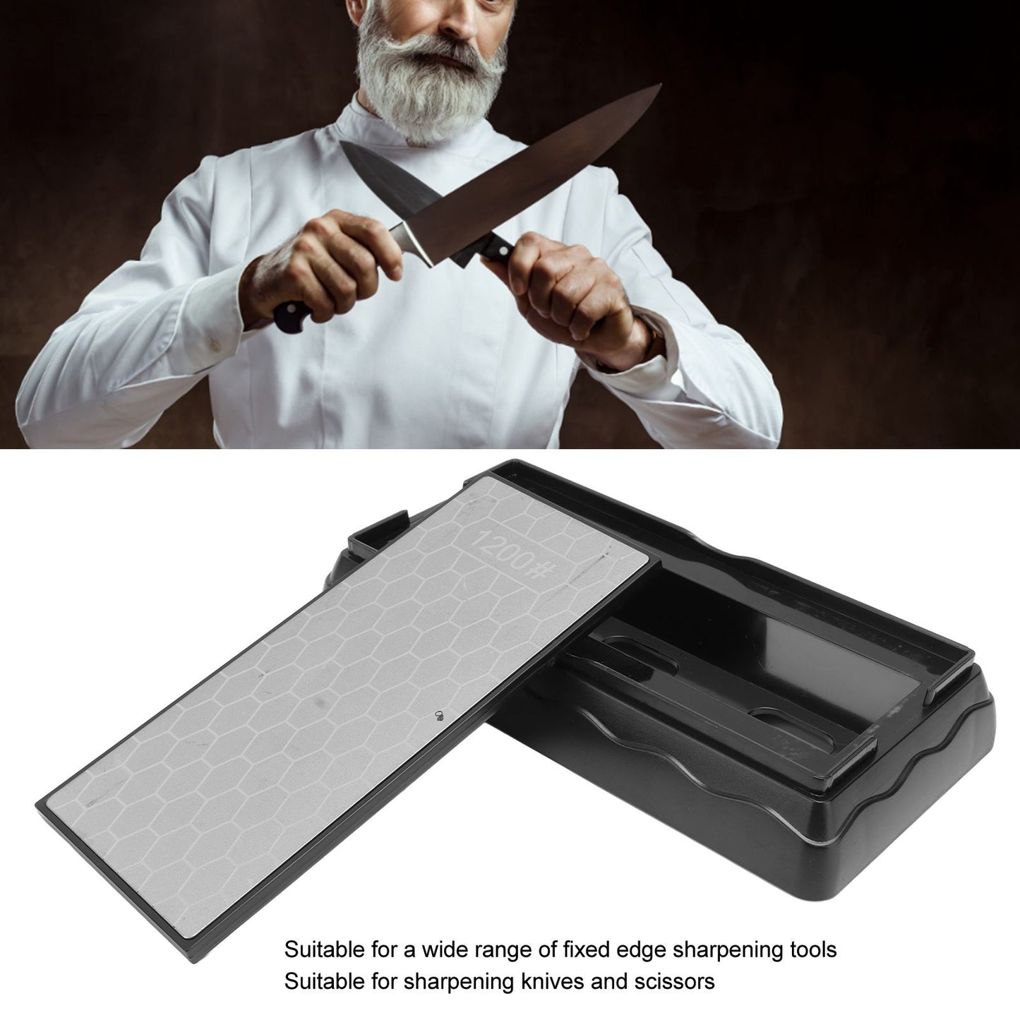 Sharpening Stone 1302B 600/1200 Grit Double Sided Skid Resistant Base Knife Polishing Tool for Kitchen V1294-YM0512-3118220280511
