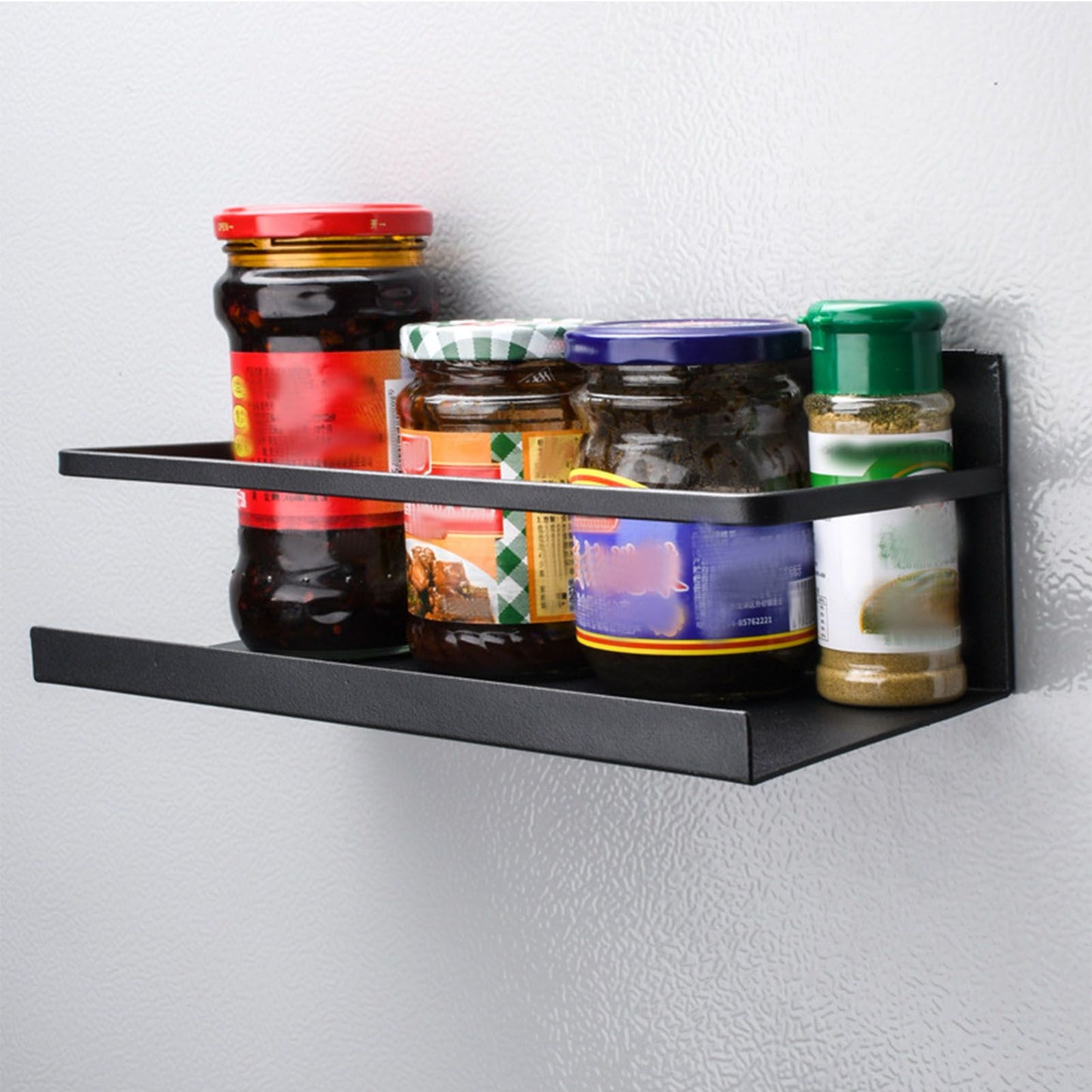 2pcs Magnetic Spice Rack Refrigerator Storage Rack Multi Function Kitchen Storage Shelves Rack Black V1294-YM0512-3118220281911