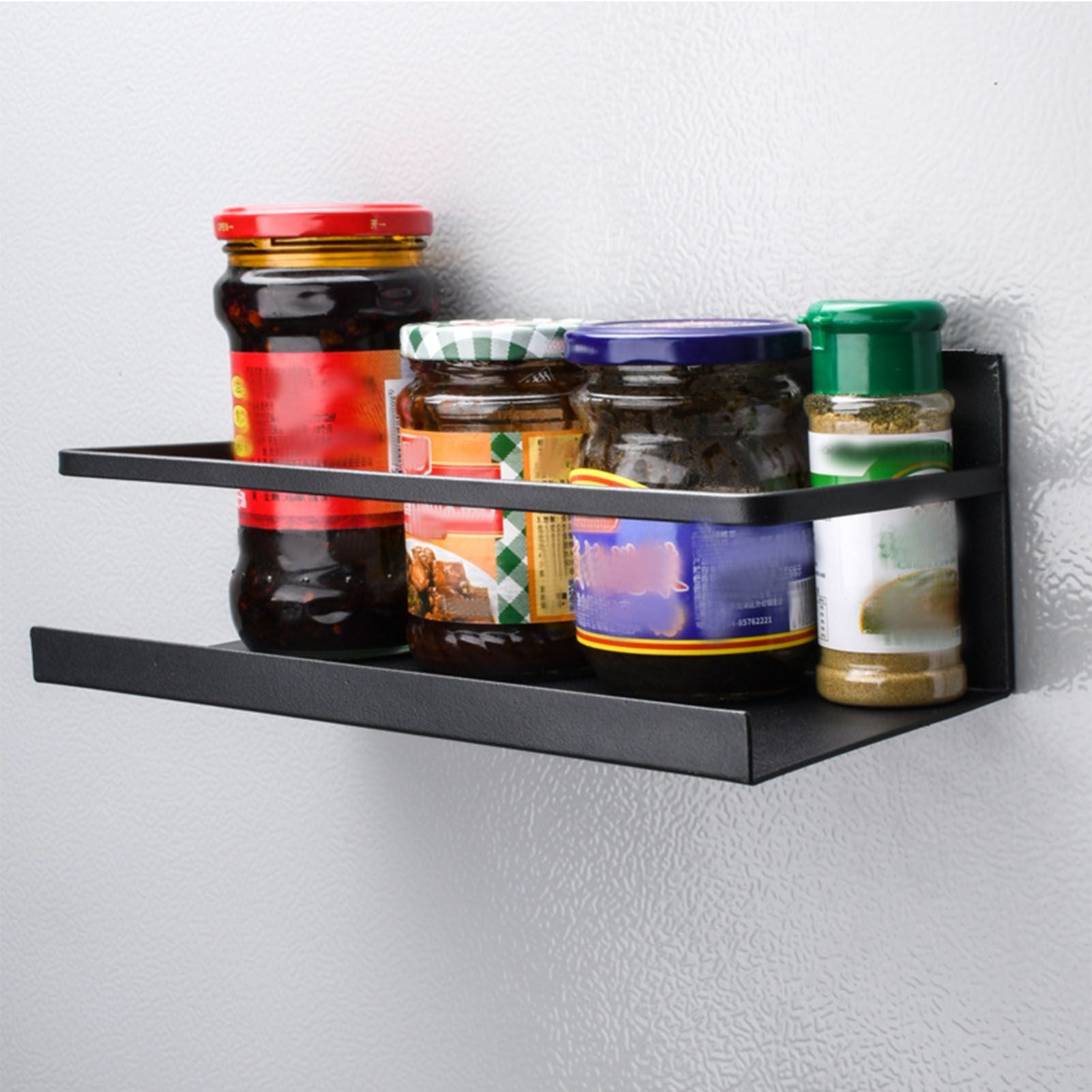 2pcs Magnetic Spice Rack Refrigerator Storage Rack Multi Function Kitchen Storage Shelves Rack Black V1294-YM0512-3118220281911