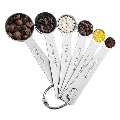 6pcs Measuring Spoon Set Thickened Clear Engraving Scale Stainless Steel Measuring Tablespoons for Seasoning V1294-YM0512-3118220282511