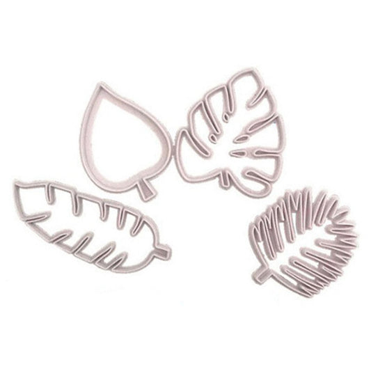 4Pcs Tropical Leaves Cookie Cutter Set Palm Leaves Fondant Cutters Mold for Luau Cake Decorating V1294-YM0512-3118220282611