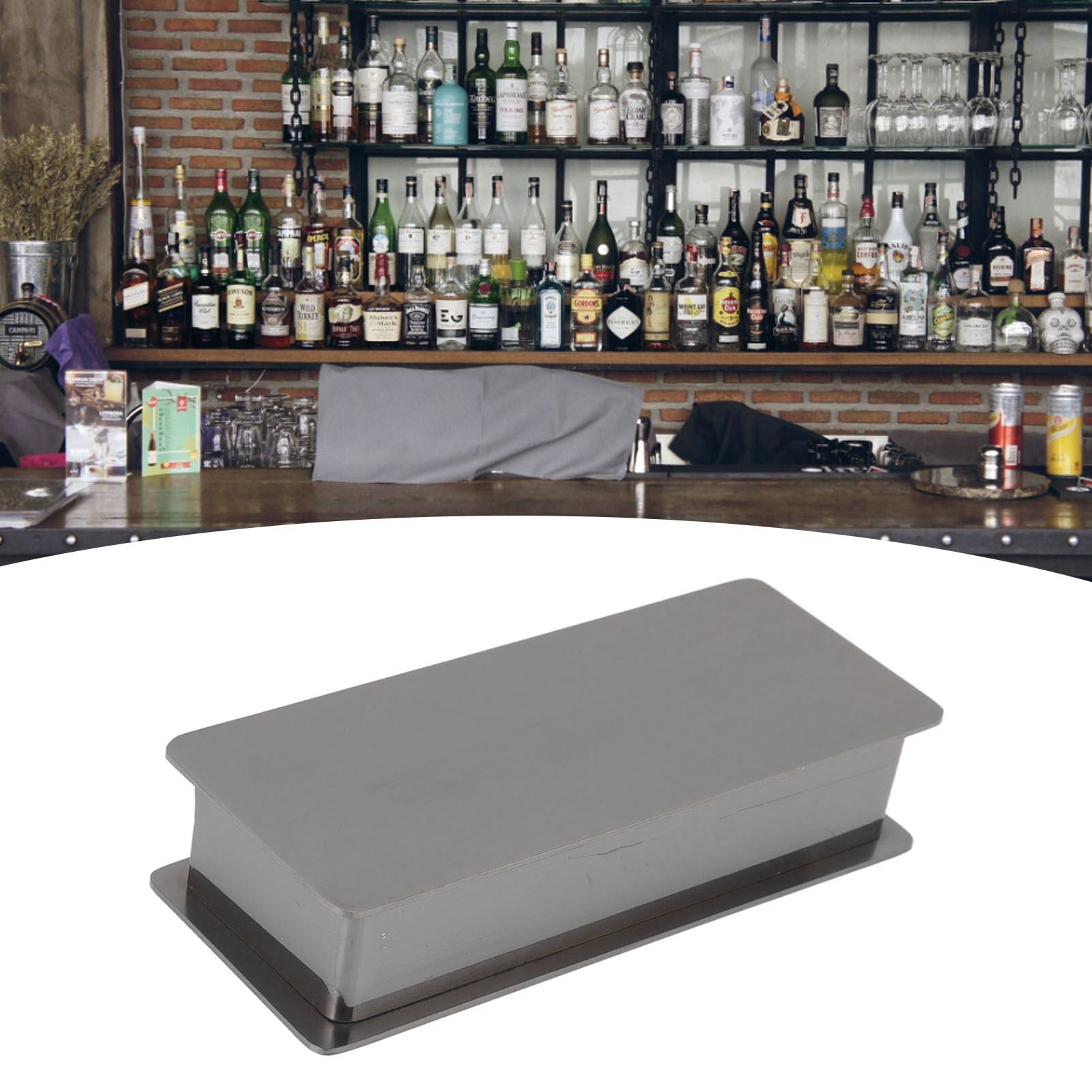Toothpick Holder Stainless Steel Rectangular Toothpick Holder with Lid for Home Bar Hotel Restaurant Silvery V1294-YM0512-3118220282812