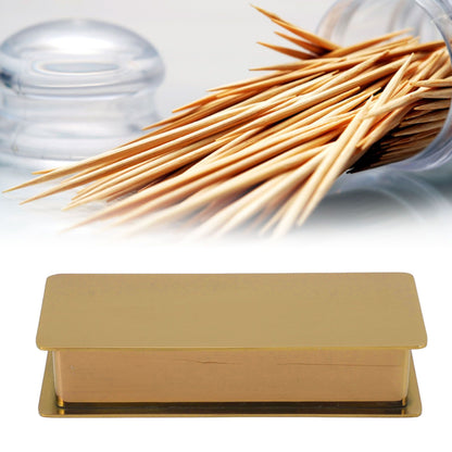 Toothpick Holder Stainless Steel Rectangular Toothpick Holder with Lid for Home Bar Hotel Restaurant Gold V1294-YM0512-3118220282813