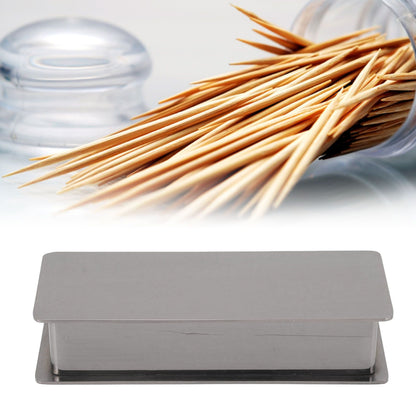 Toothpick Holder Stainless Steel Rectangular Toothpick Holder with Lid for Home Bar Hotel Restaurant Silver V1294-YM0512-3118220282814