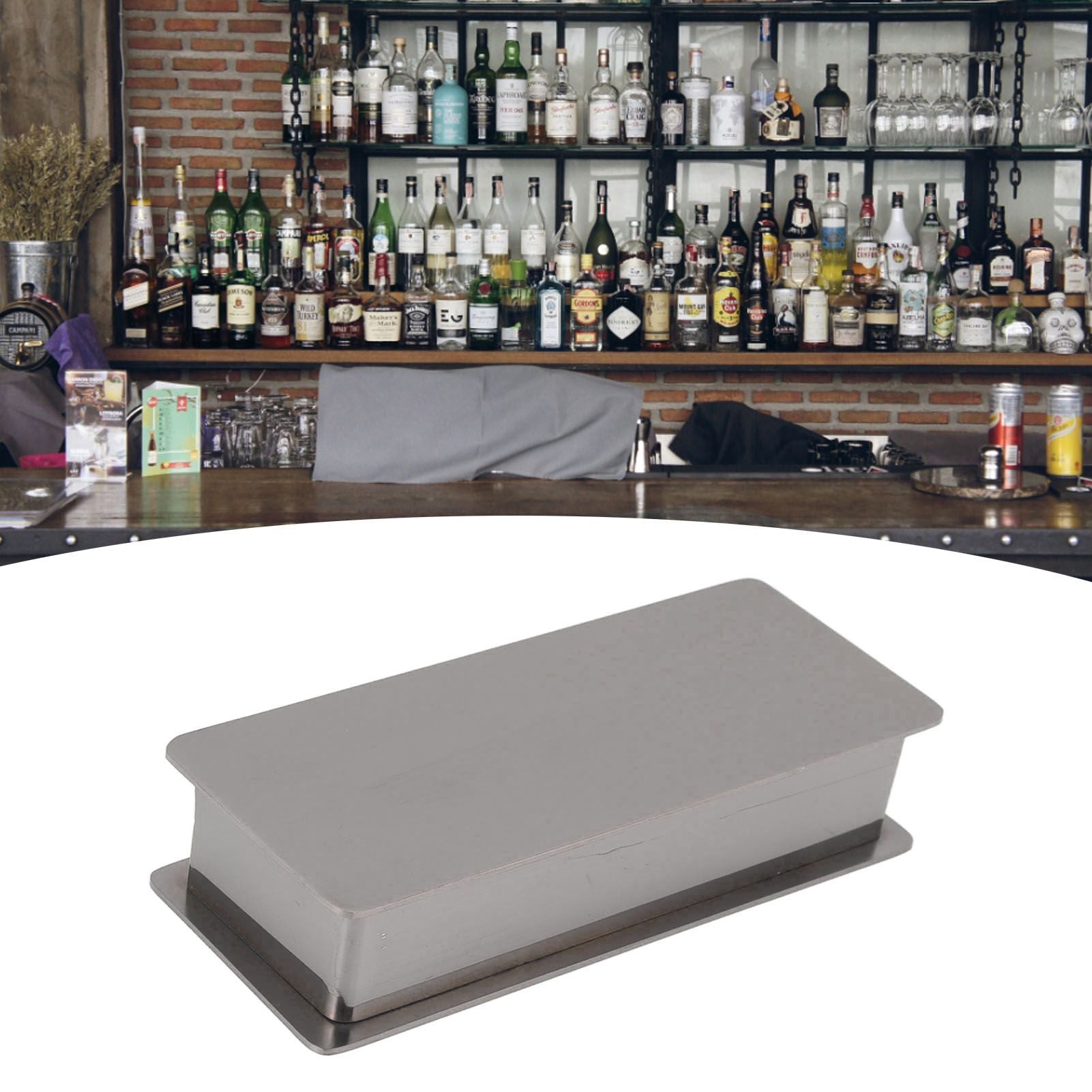 Toothpick Holder Stainless Steel Rectangular Toothpick Holder with Lid for Home Bar Hotel Restaurant Silver V1294-YM0512-3118220282814