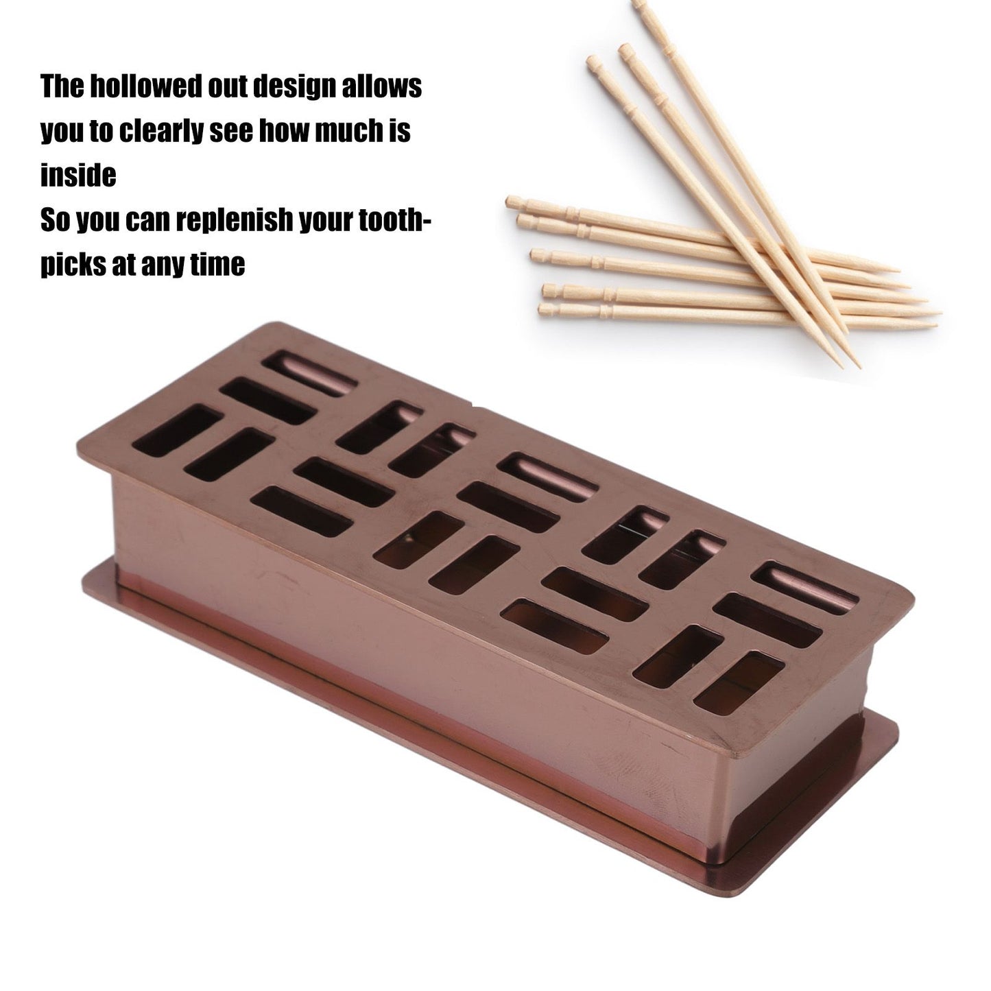 Stainless Steel Toothpick Holder Hollowed Out Rust Prevention Rectangle Toothpick Box for Restaurant Hotels V1294-YM0512-3118220282911