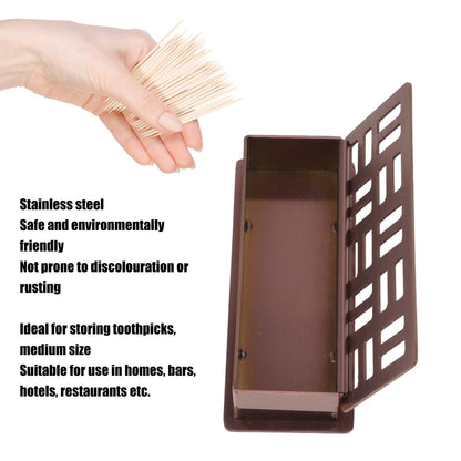 Stainless Steel Toothpick Holder Hollowed Out Rust Prevention Rectangle Toothpick Box for Restaurant Hotels V1294-YM0512-3118220282911