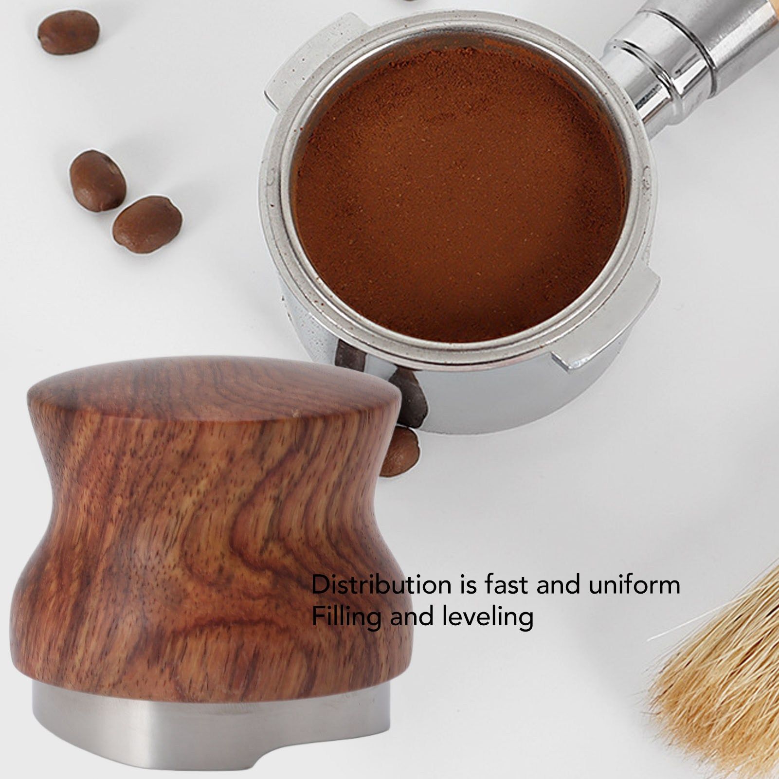 Coffee Distributor Stainless Steel Rosewood Coffee Tamper Leveler for Coffee Accessories 51mm / 2.0in V1294-YM0512-3118220283611