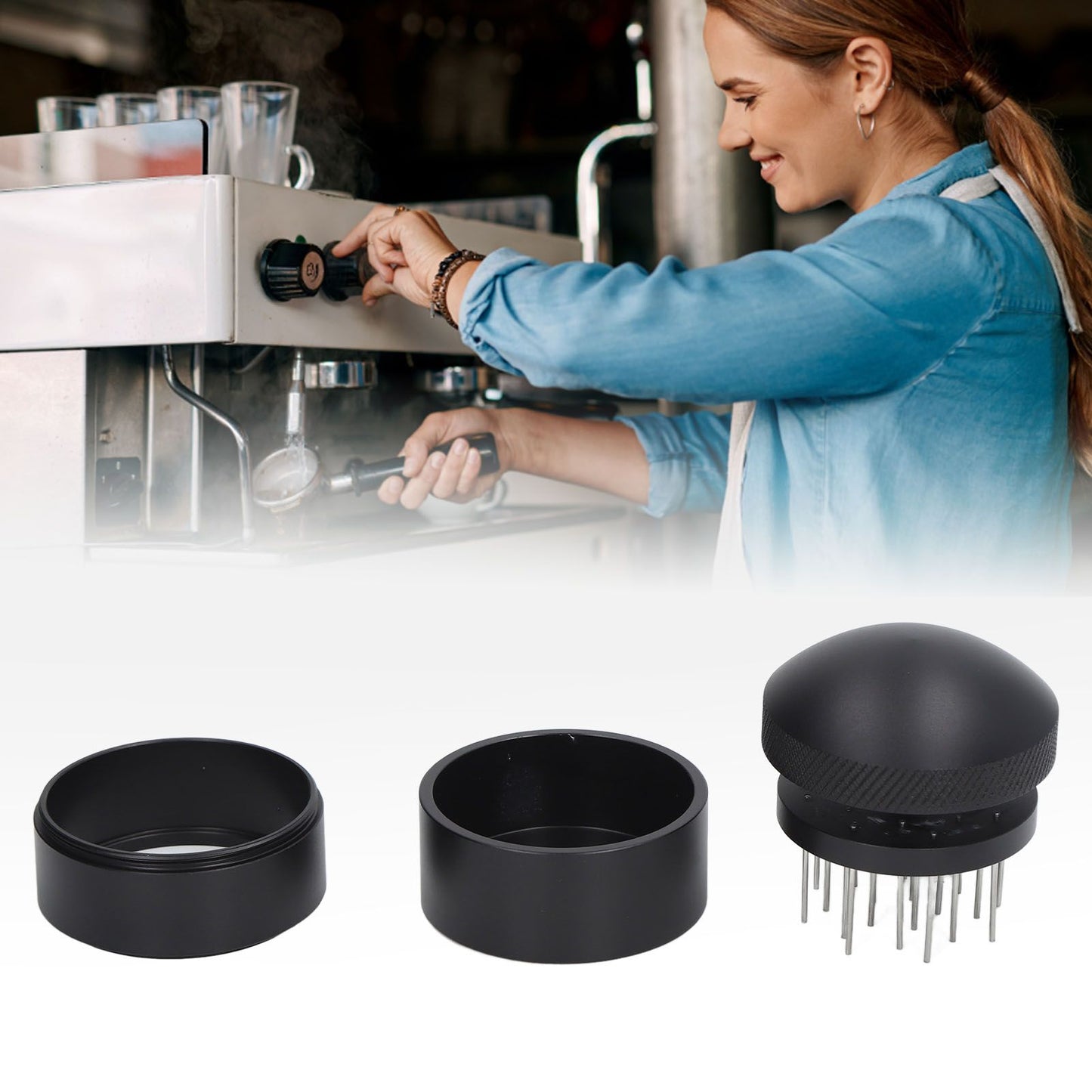 Coffee Needle Distributor Rust Resistant Stainless Steel Needle Coffee Stirrer with Base for Cafes Home 51MM V1294-YM0512-3118220283911