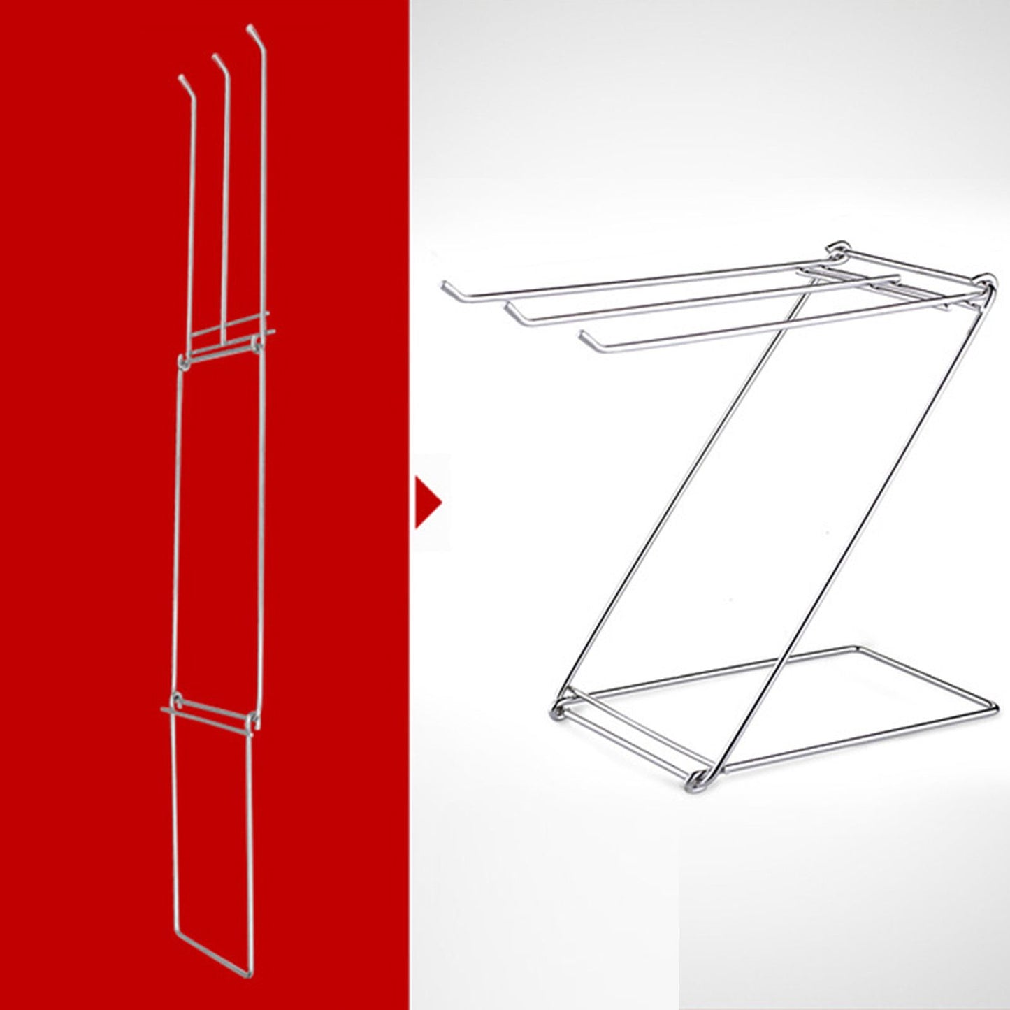 Foldable Floor Towel Holder Stainless Steel Z Shaped 3 Bars Floor Towel Rack for Bathroom Kitchen V1294-YM0512-3118220285311