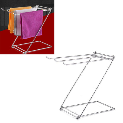 Foldable Floor Towel Holder Stainless Steel Z Shaped 3 Bars Floor Towel Rack for Bathroom Kitchen V1294-YM0512-3118220285311