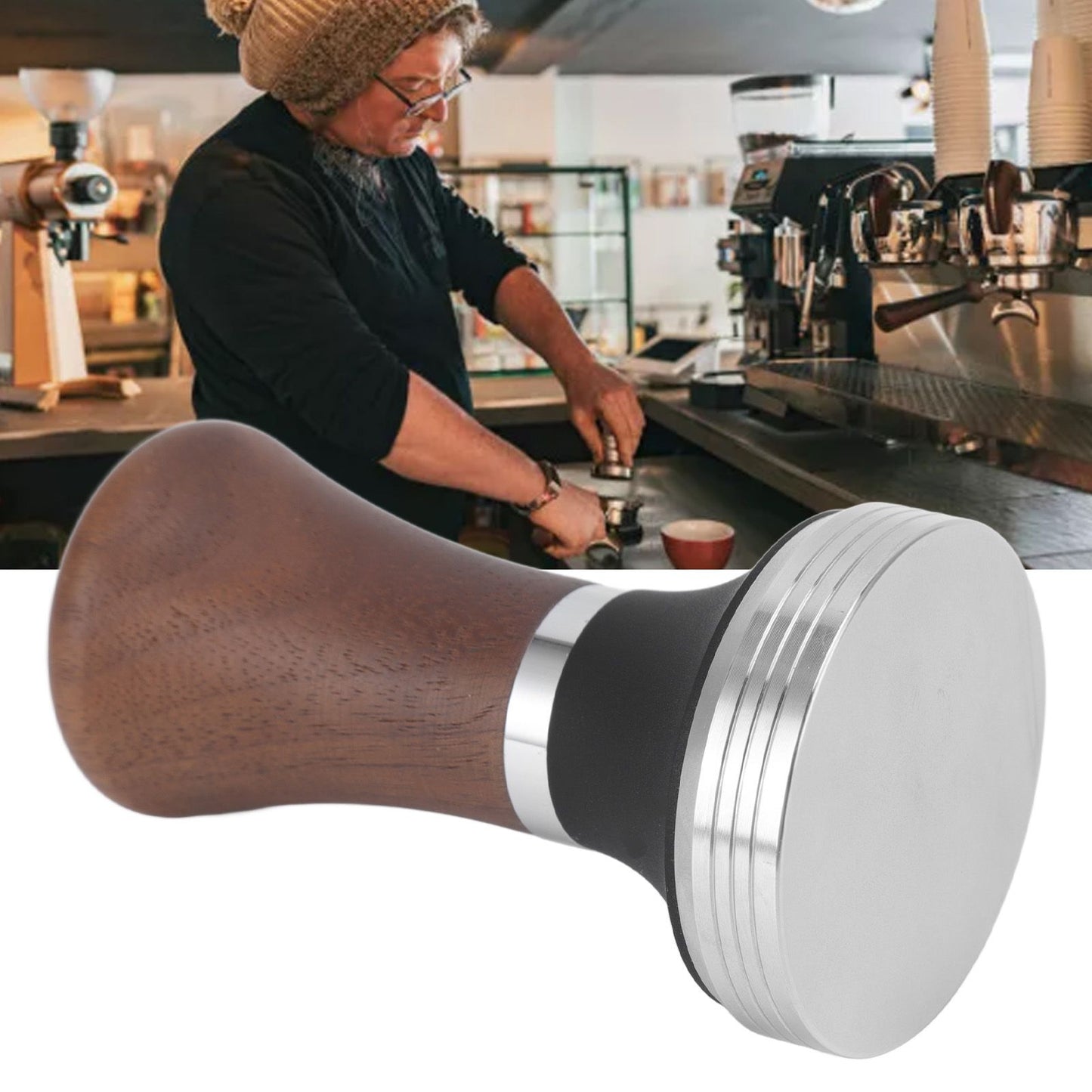 51mm Coffee Tamper Food Grade Stainless Steel Pressure Tamper with Wooden Handle for Coffee Tools V1294-YM0512-3118220285911