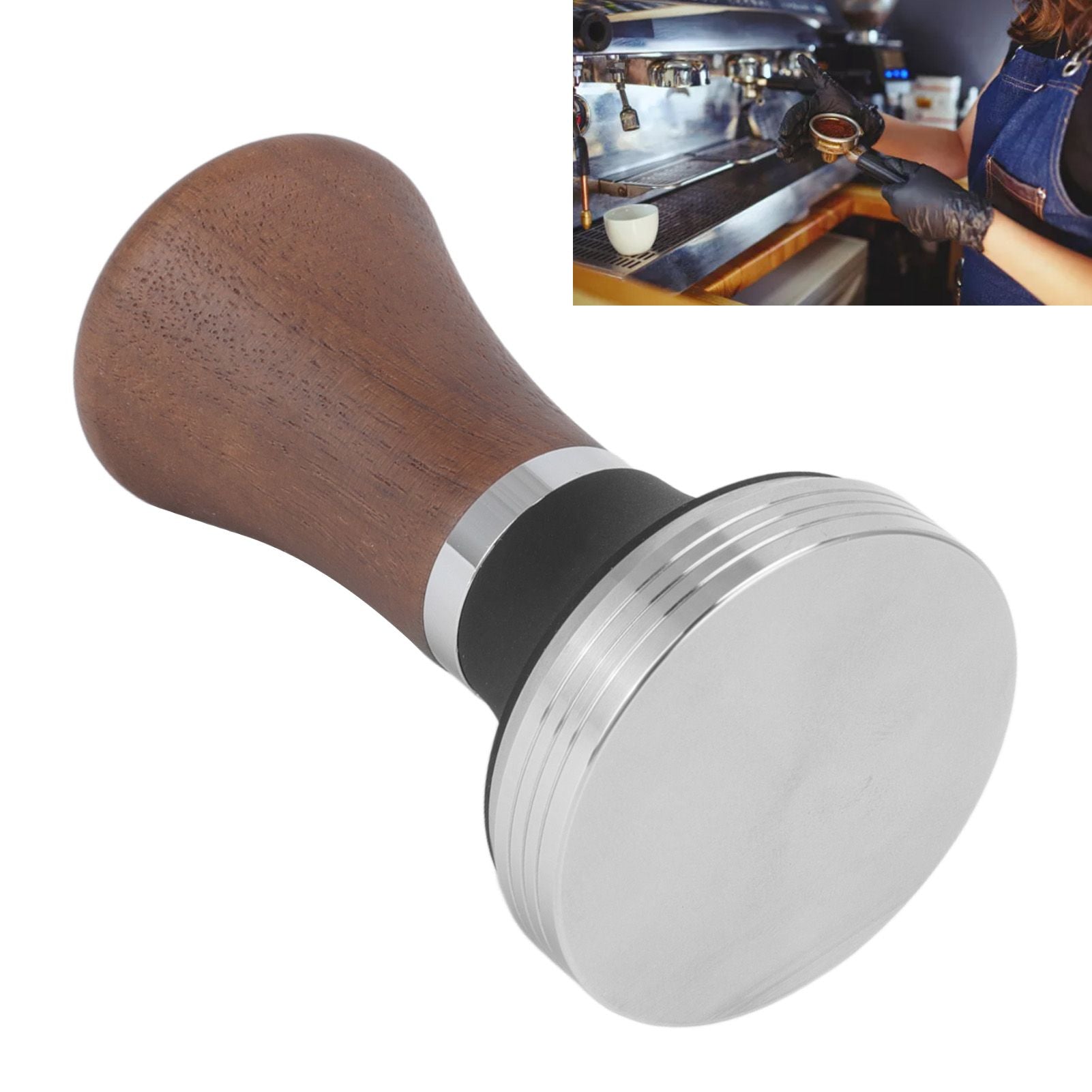 51mm Coffee Tamper Food Grade Stainless Steel Pressure Tamper with Wooden Handle for Coffee Tools V1294-YM0512-3118220285911