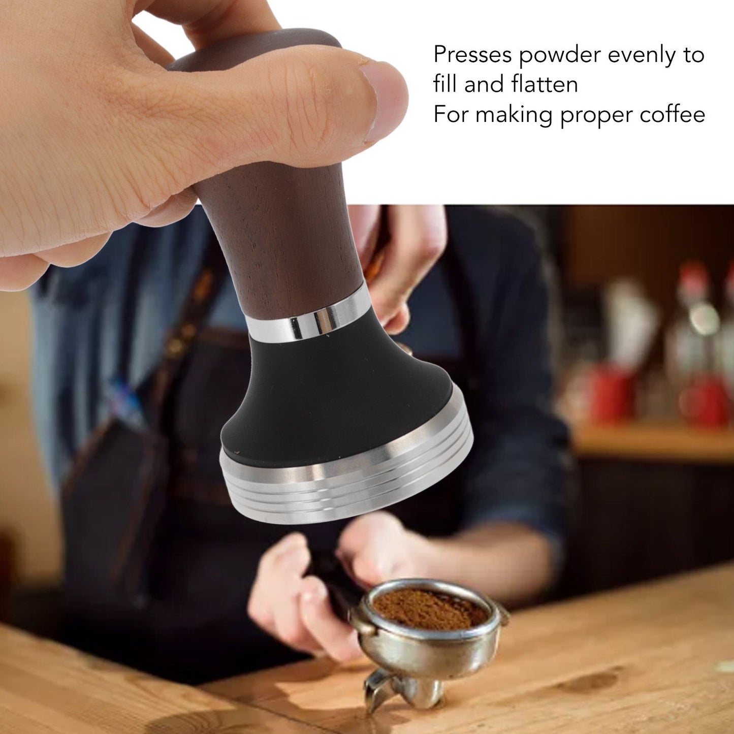 51mm Coffee Tamper Food Grade Stainless Steel Pressure Tamper with Wooden Handle for Coffee Tools V1294-YM0512-3118220285911