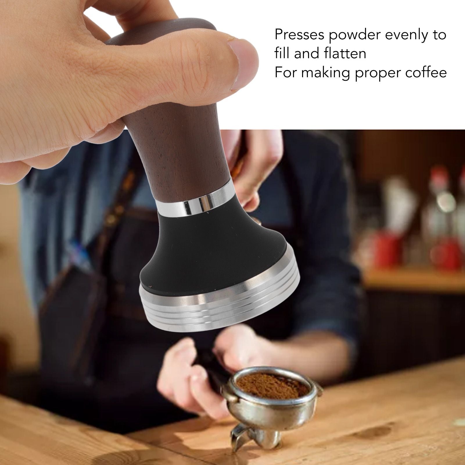 51mm Coffee Tamper Food Grade Stainless Steel Pressure Tamper with Wooden Handle for Coffee Tools V1294-YM0512-3118220285911
