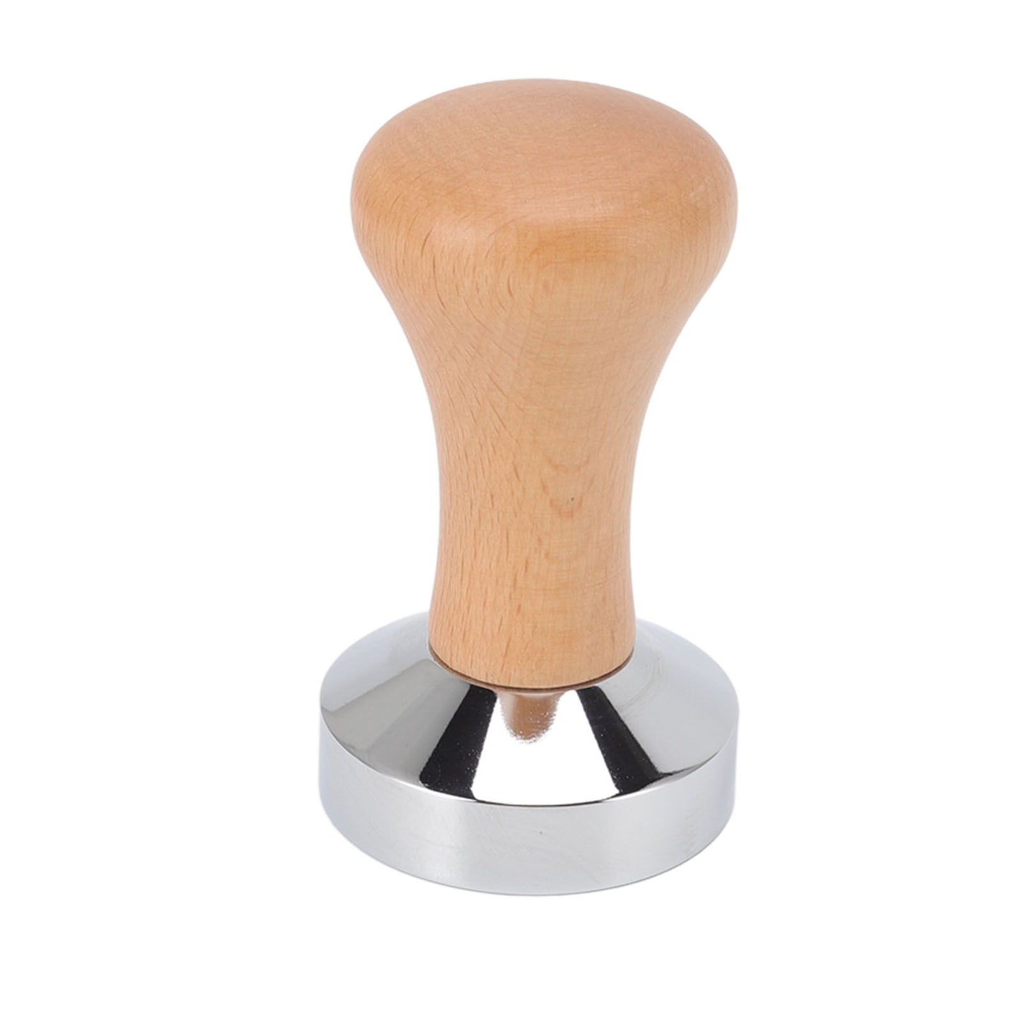 304 Stainless Steel Flat Base Coffee Tamper Wooden Handle Coffee Press Hammer for Home Shop V1294-YM0512-3118220286011