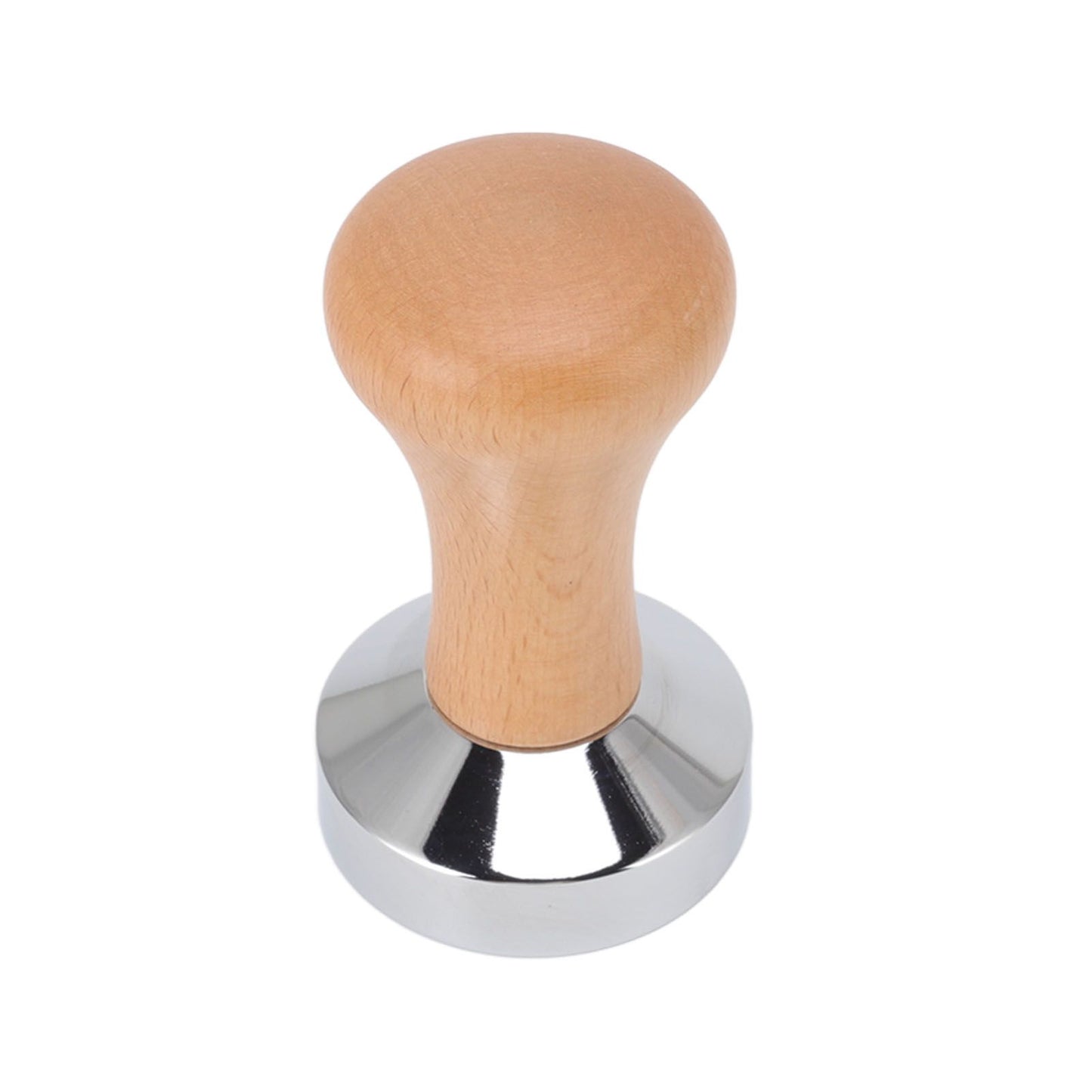 304 Stainless Steel Flat Base Coffee Tamper Wooden Handle Coffee Press Hammer for Home Shop V1294-YM0512-3118220286011