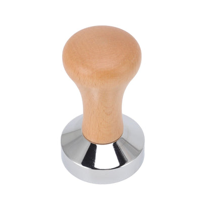 304 Stainless Steel Flat Base Coffee Tamper Wooden Handle Coffee Press Hammer for Home Shop V1294-YM0512-3118220286011