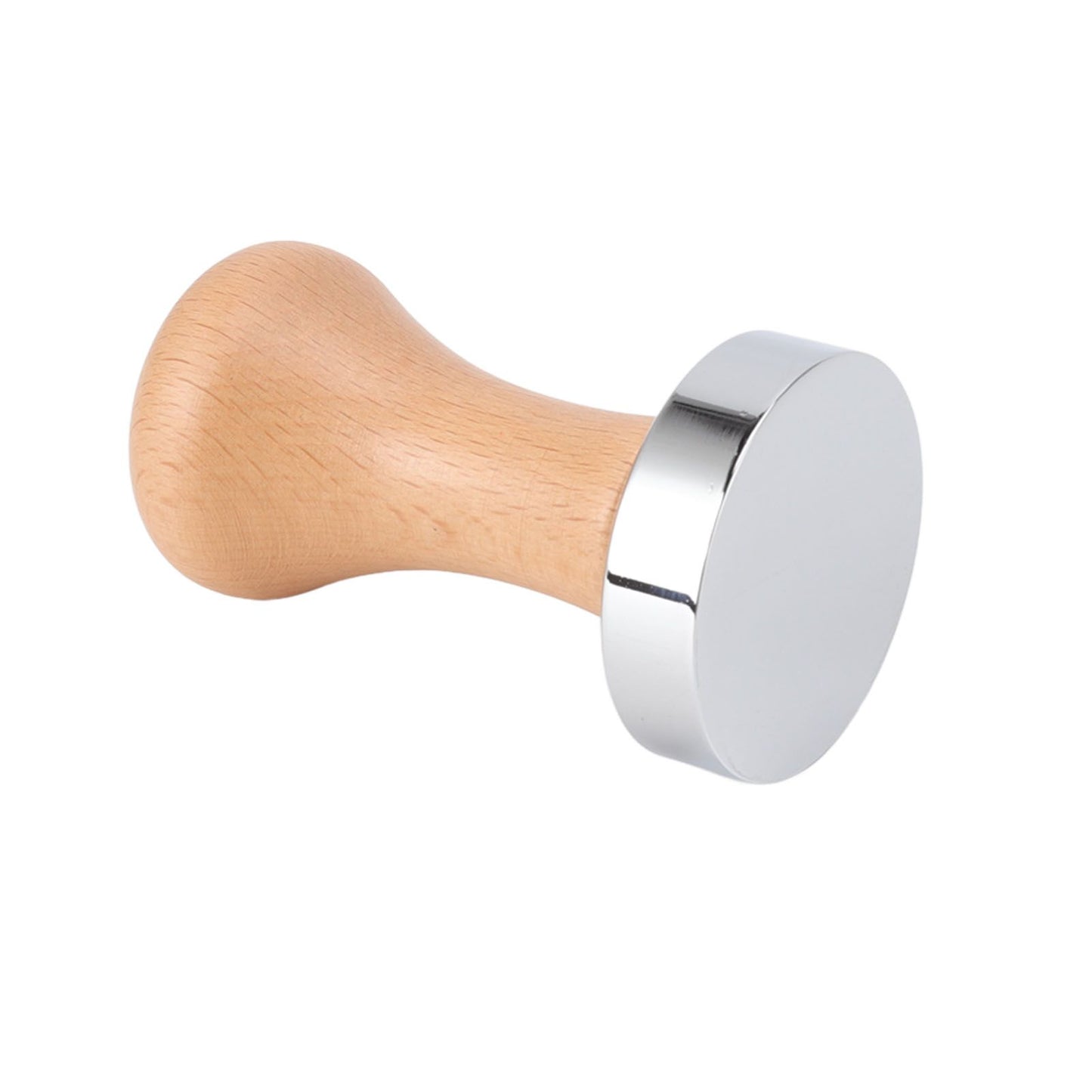 304 Stainless Steel Flat Base Coffee Tamper Wooden Handle Coffee Press Hammer for Home Shop V1294-YM0512-3118220286011