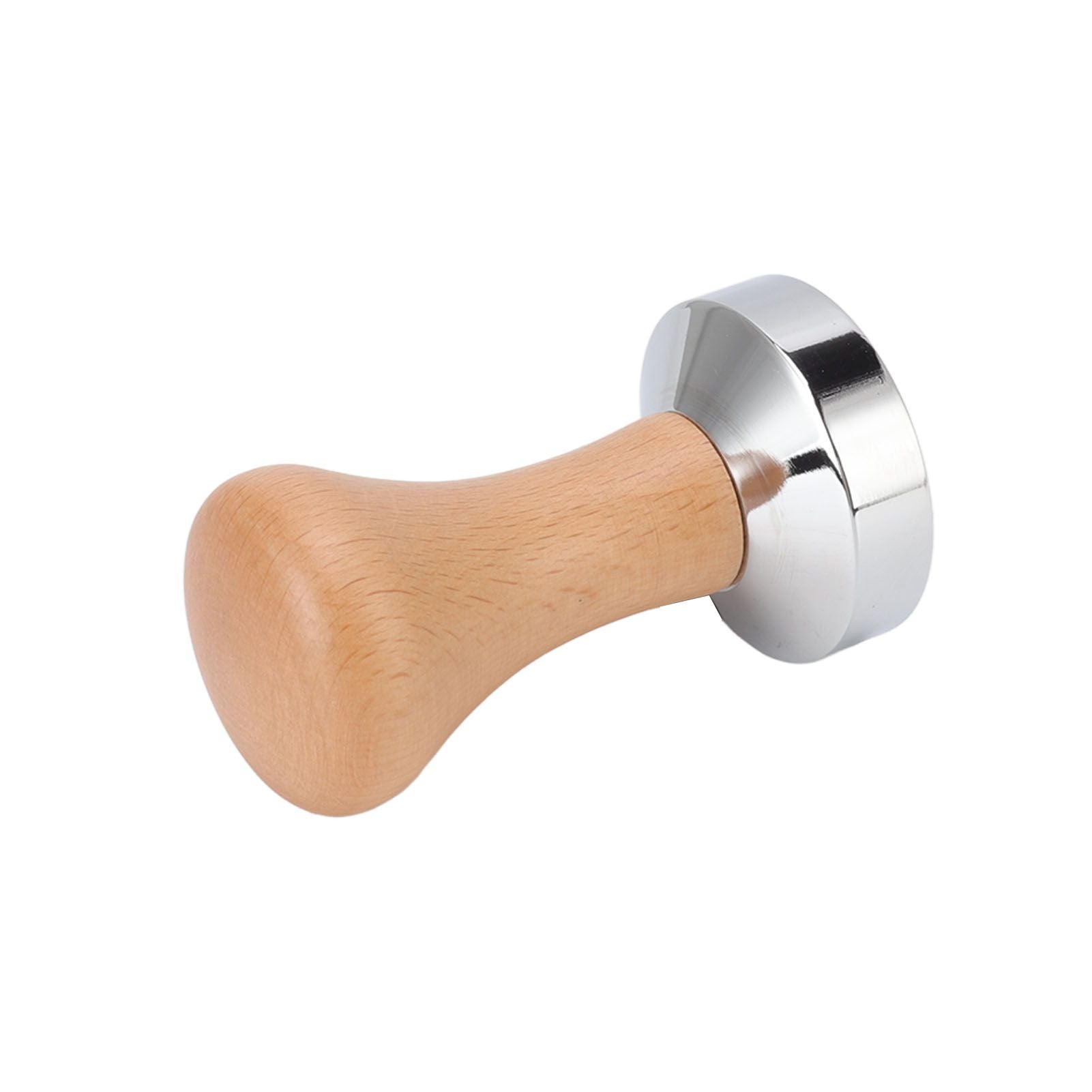 304 Stainless Steel Flat Base Coffee Tamper Wooden Handle Coffee Press Hammer for Home Shop V1294-YM0512-3118220286011