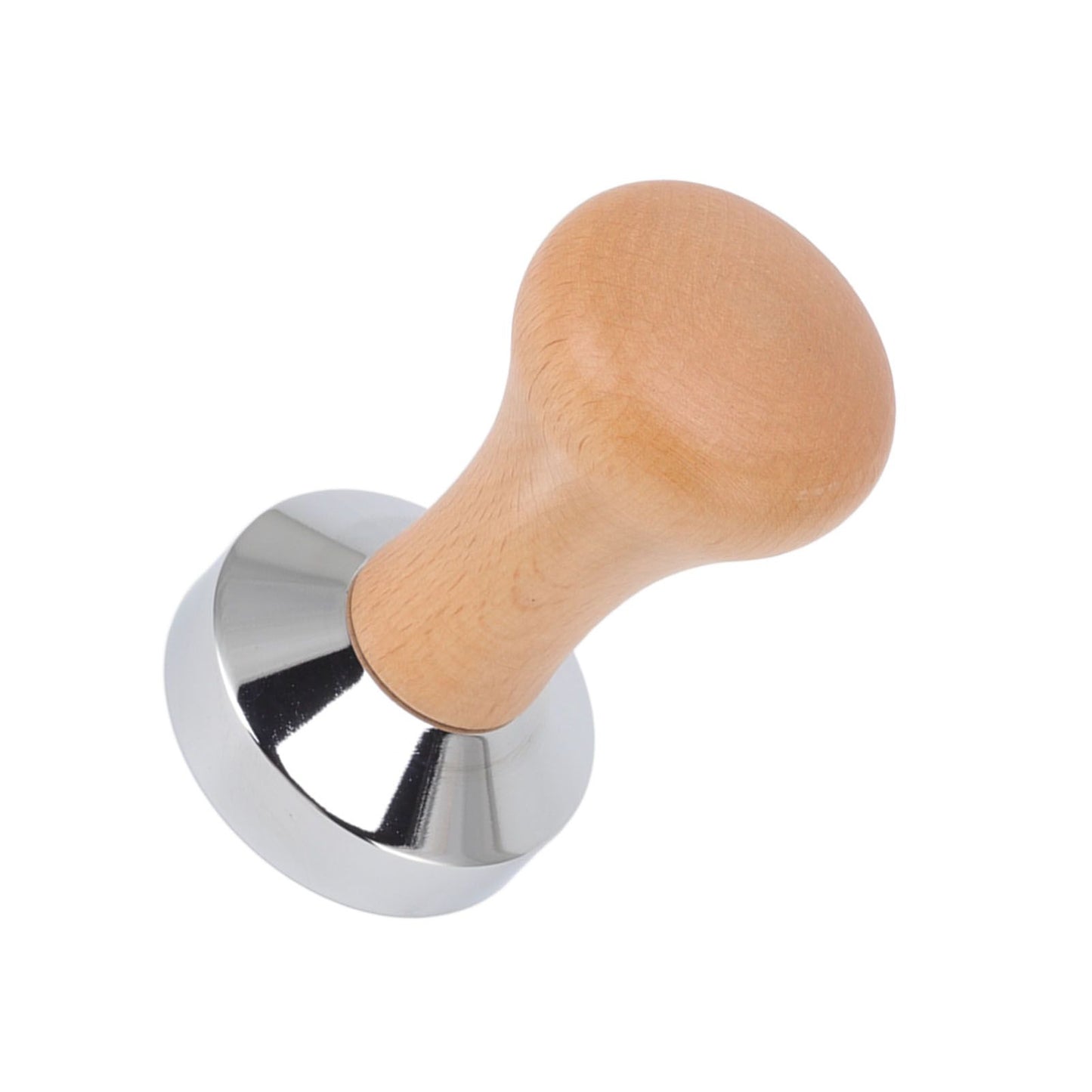 304 Stainless Steel Flat Base Coffee Tamper Wooden Handle Coffee Press Hammer for Home Shop V1294-YM0512-3118220286011