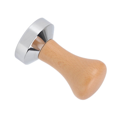 304 Stainless Steel Flat Base Coffee Tamper Wooden Handle Coffee Press Hammer for Home Shop V1294-YM0512-3118220286011