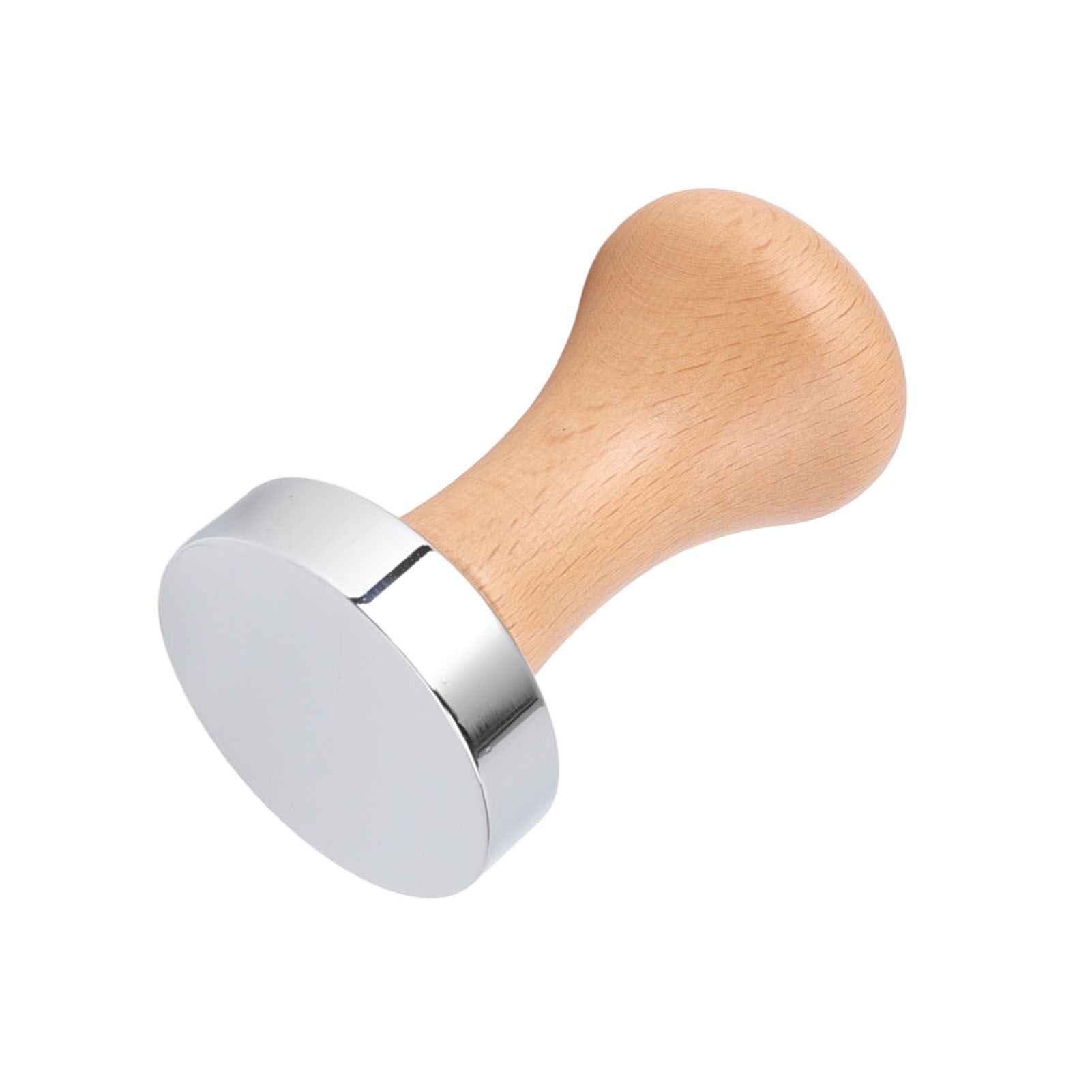 304 Stainless Steel Flat Base Coffee Tamper Wooden Handle Coffee Press Hammer for Home Shop V1294-YM0512-3118220286011