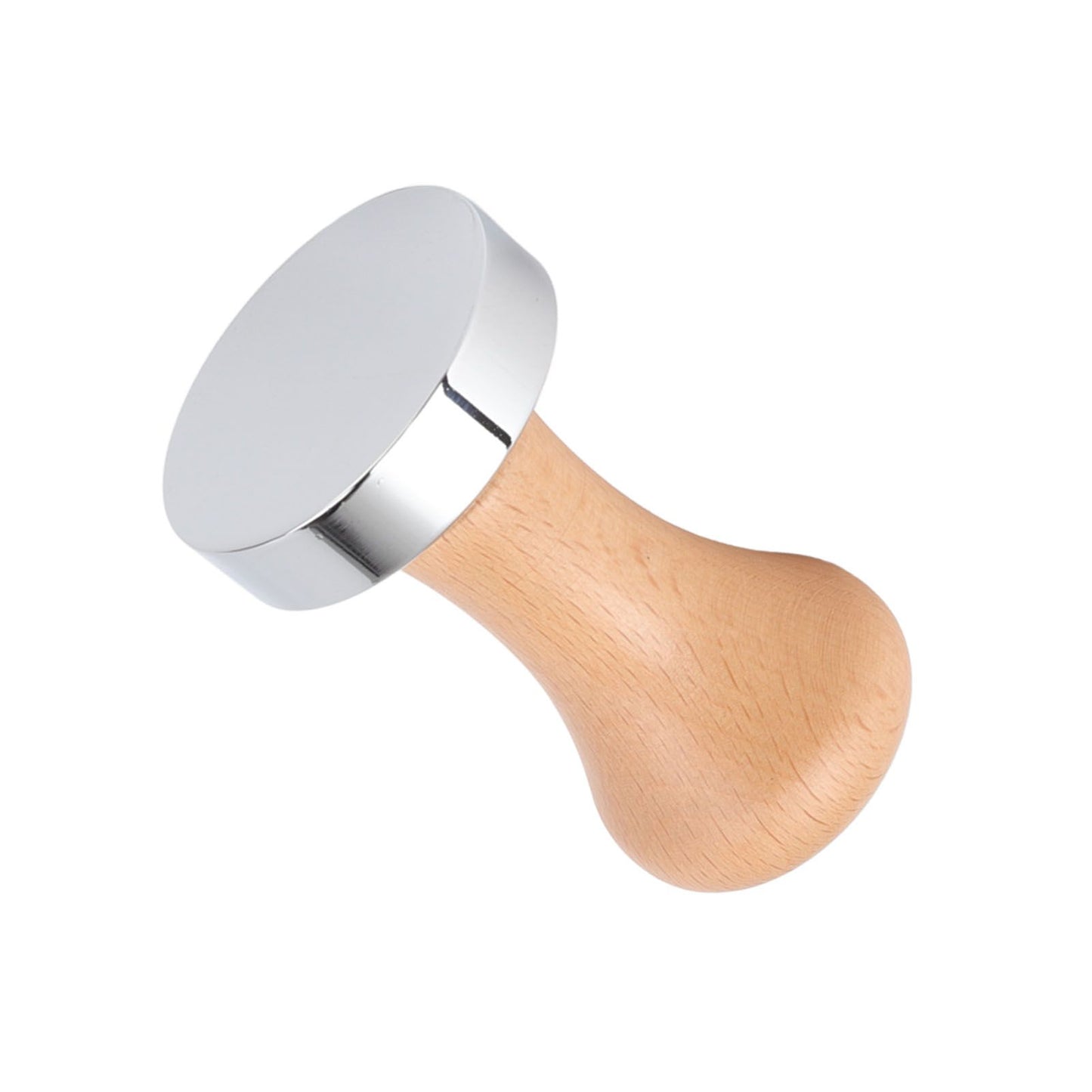 304 Stainless Steel Flat Base Coffee Tamper Wooden Handle Coffee Press Hammer for Home Shop V1294-YM0512-3118220286011