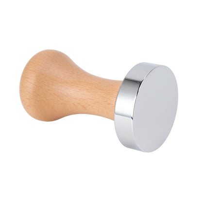 304 Stainless Steel Flat Base Coffee Tamper Wooden Handle Coffee Press Hammer for Home Shop V1294-YM0512-3118220286011