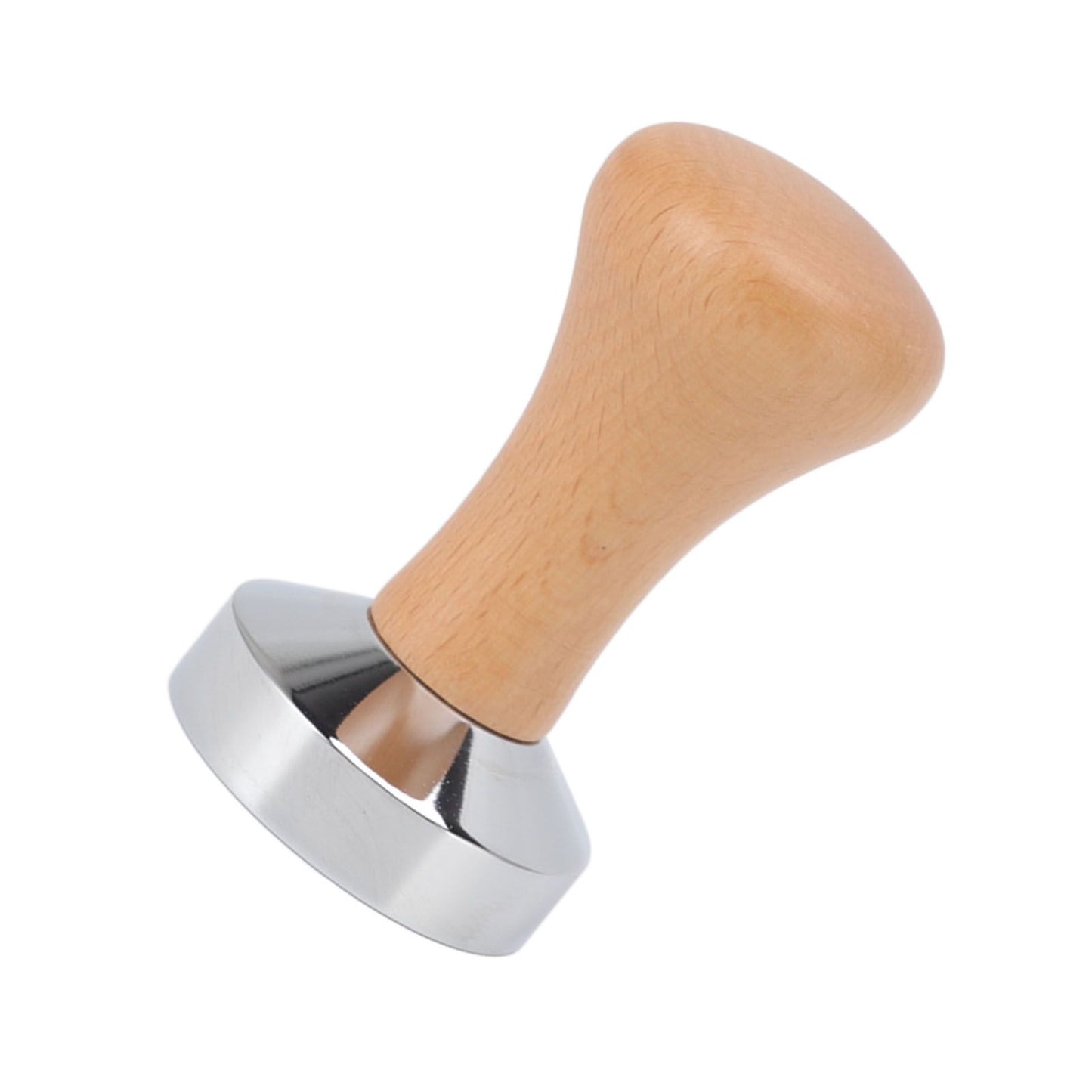 304 Stainless Steel Flat Base Coffee Tamper Wooden Handle Coffee Press Hammer for Home Shop V1294-YM0512-3118220286011
