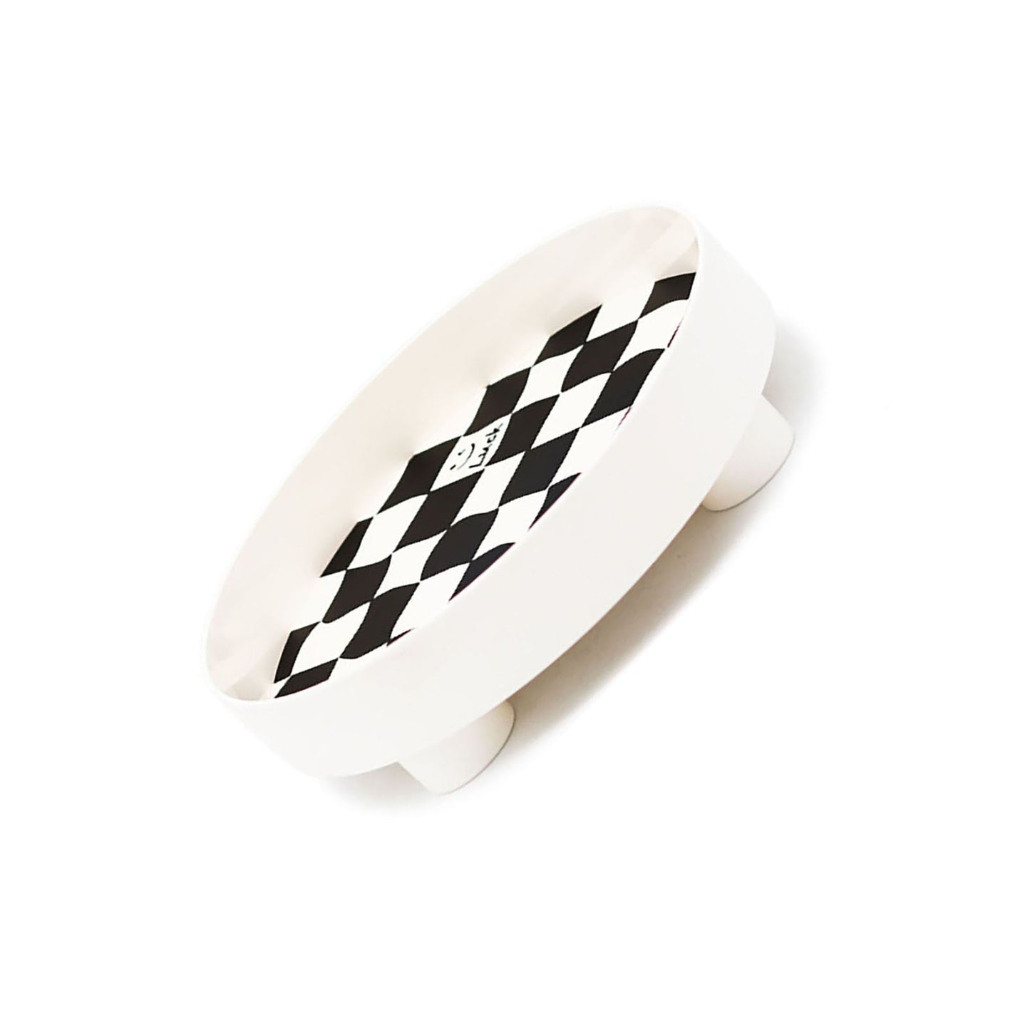 Round Storage Organizer Tray Checkerboard Design Plate Container Tray for Fruit Perfume Jewelry White, Large V1294-YM0512-3118220287011