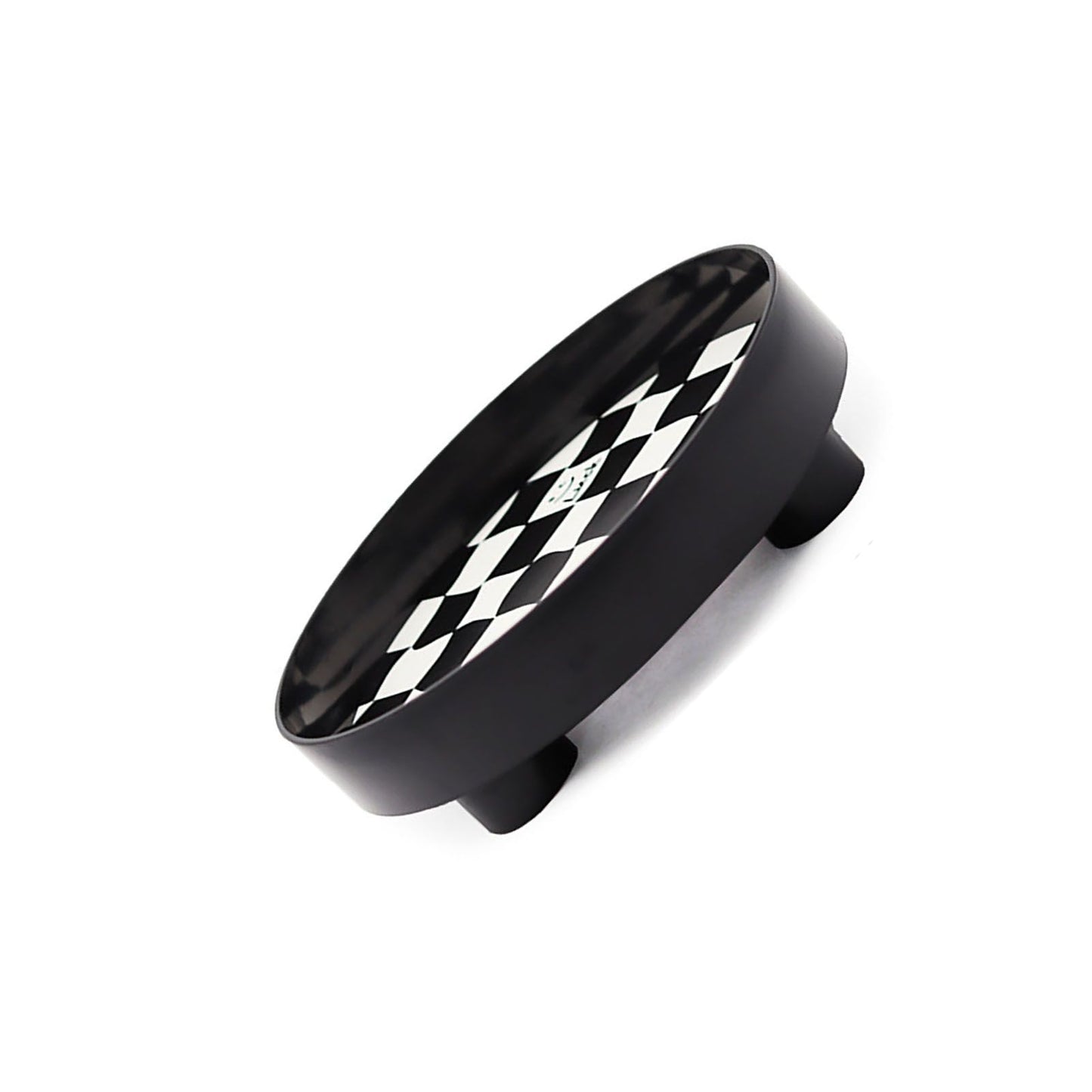 Round Storage Organizer Tray Checkerboard Design Plate Container Tray for Fruit Perfume Jewelry Black, Large V1294-YM0512-3118220287013