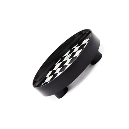Round Storage Organizer Tray Checkerboard Design Plate Container Tray for Fruit Perfume Jewelry Black, Large V1294-YM0512-3118220287013