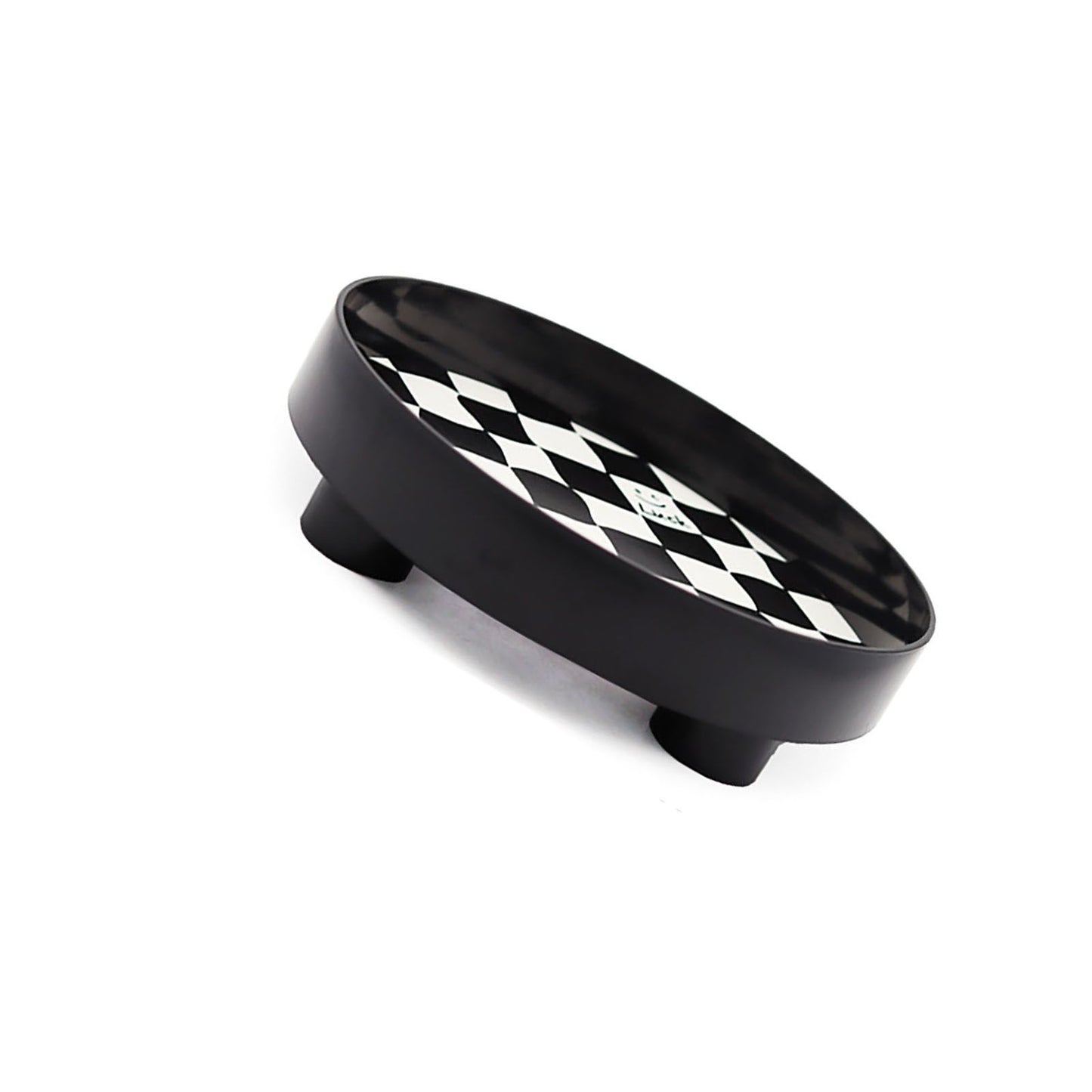 Round Storage Organizer Tray Checkerboard Design Plate Container Tray for Fruit Perfume Jewelry Black, Large V1294-YM0512-3118220287013