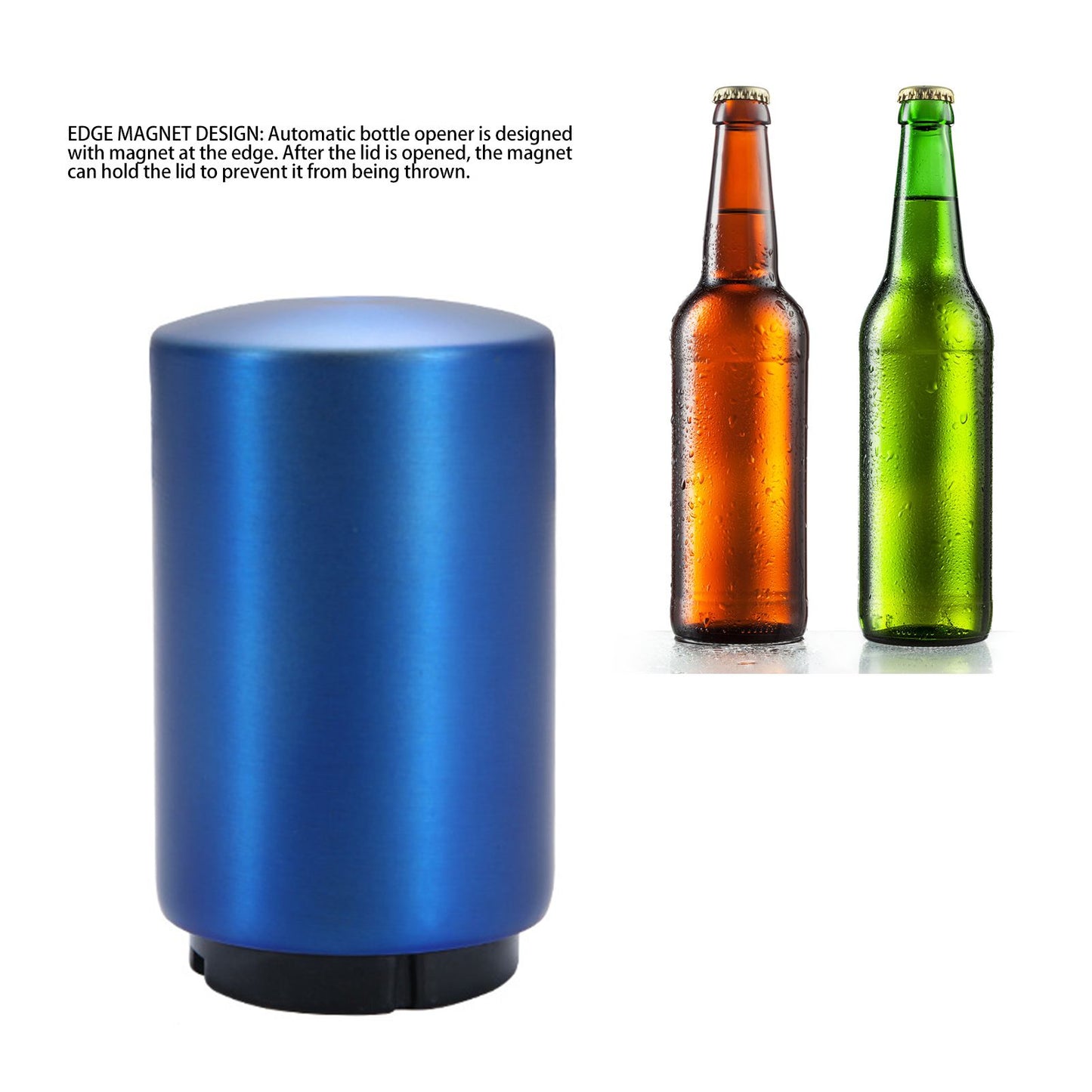 Automatic Bottle Opener Magnetic Stainless Steel Push Down Bottle Lid Opening Tool for Beer Glass Beverage V1294-YM0512-3118220287514