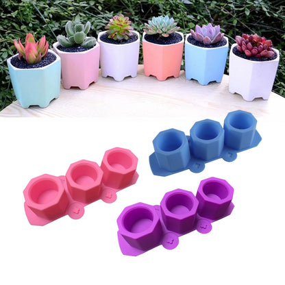 3 Pcs Silicone Planter Mold For Making Concrete Flower Pots DIY Succulent Plants Blue Pink Purple V1294-YM0512-3118220287611