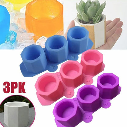 3 Pcs Silicone Planter Mold For Making Concrete Flower Pots DIY Succulent Plants Blue Pink Purple V1294-YM0512-3118220287611