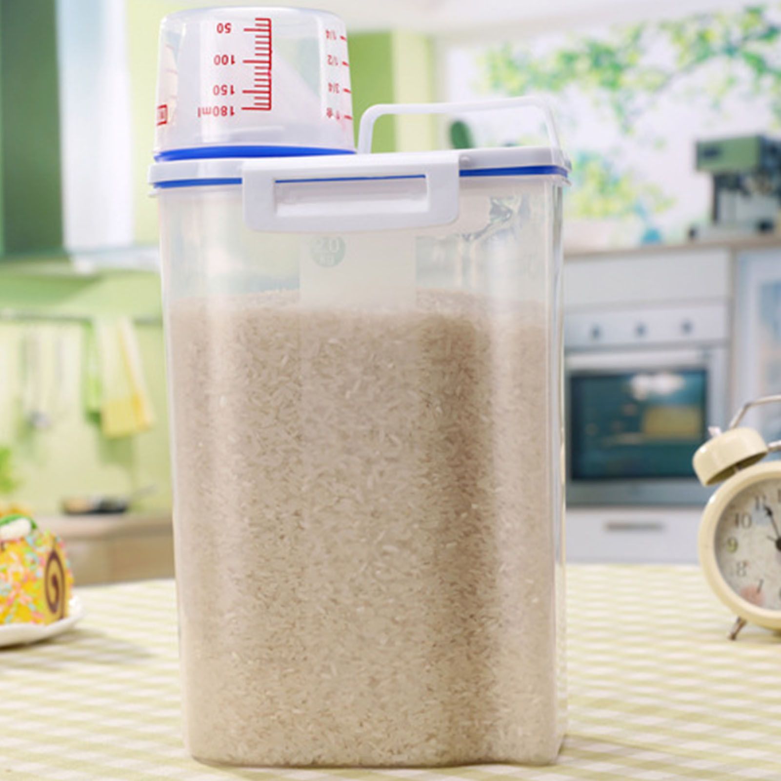 Rice Storage Barrel 2KG Capacity BPA Free Airtight Cereal Container with Measuring Cup Lid for Grain Flour V1294-YM0512-3118220287911