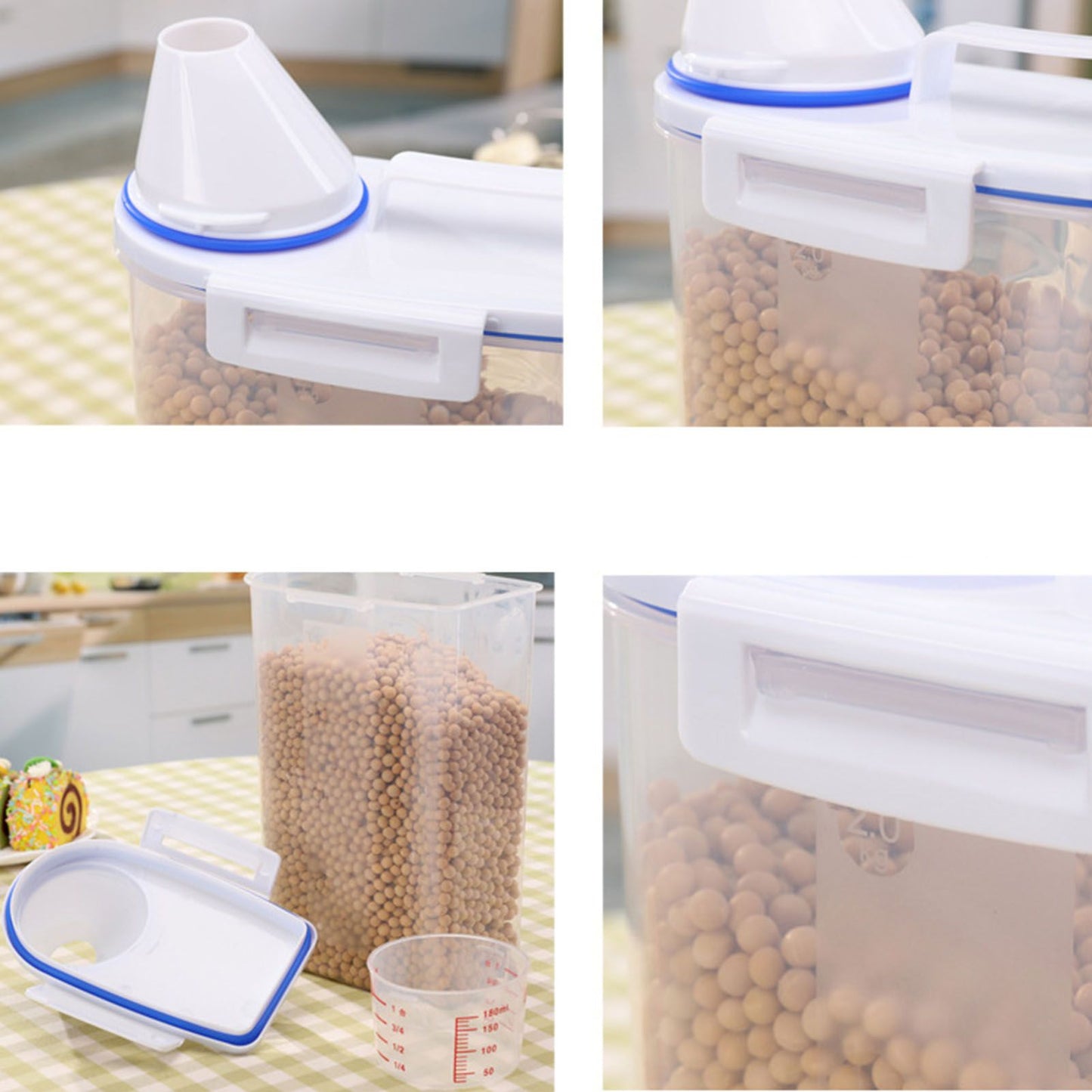 Rice Storage Barrel 2KG Capacity BPA Free Airtight Cereal Container with Measuring Cup Lid for Grain Flour V1294-YM0512-3118220287911